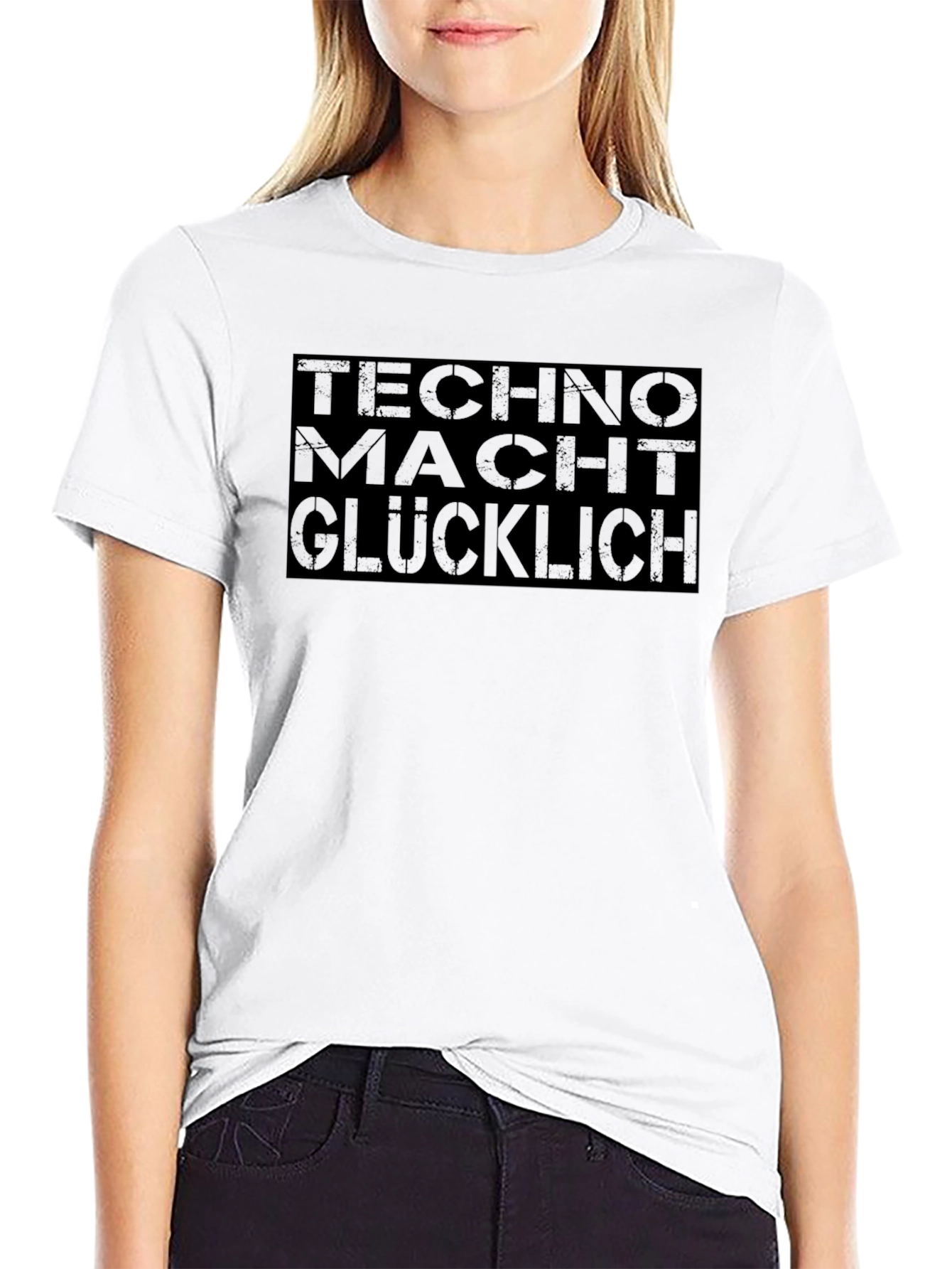 Techno Macht Glucklich Graphic Tee - Mens Black Shirt