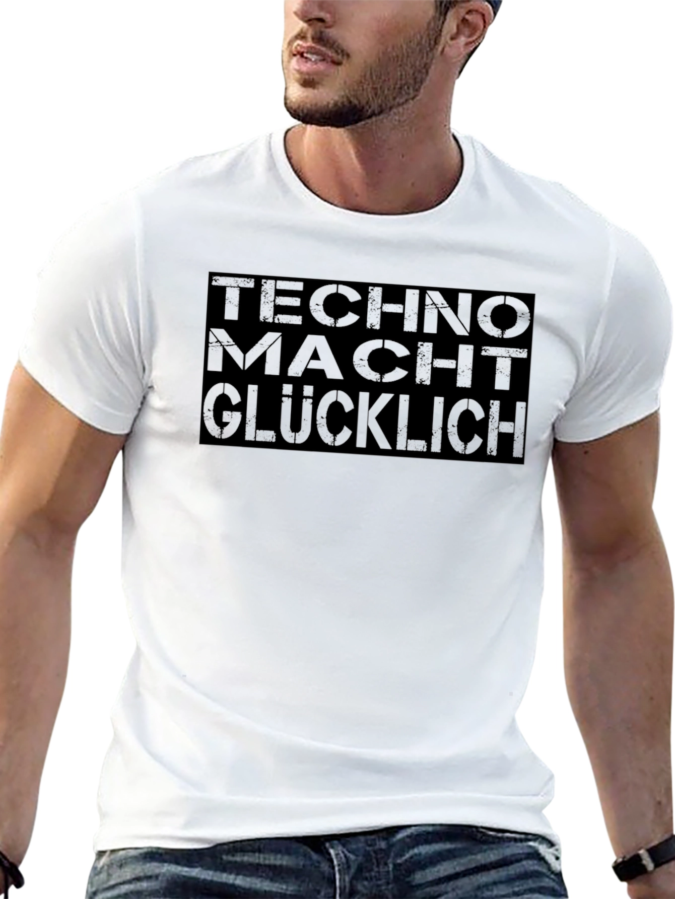 Techno Macht Glucklich Graphic Tee - Mens Black Shirt