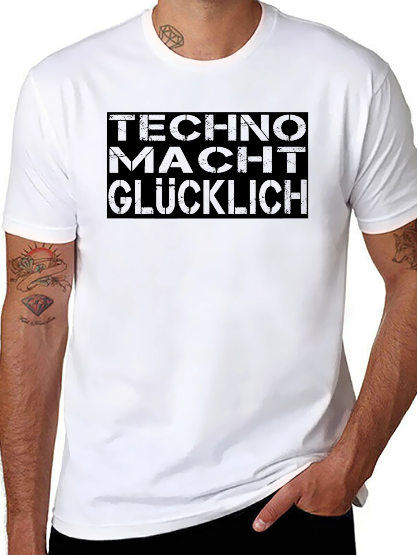 Techno Macht Glucklich Graphic Tee - Mens Black Shirt
