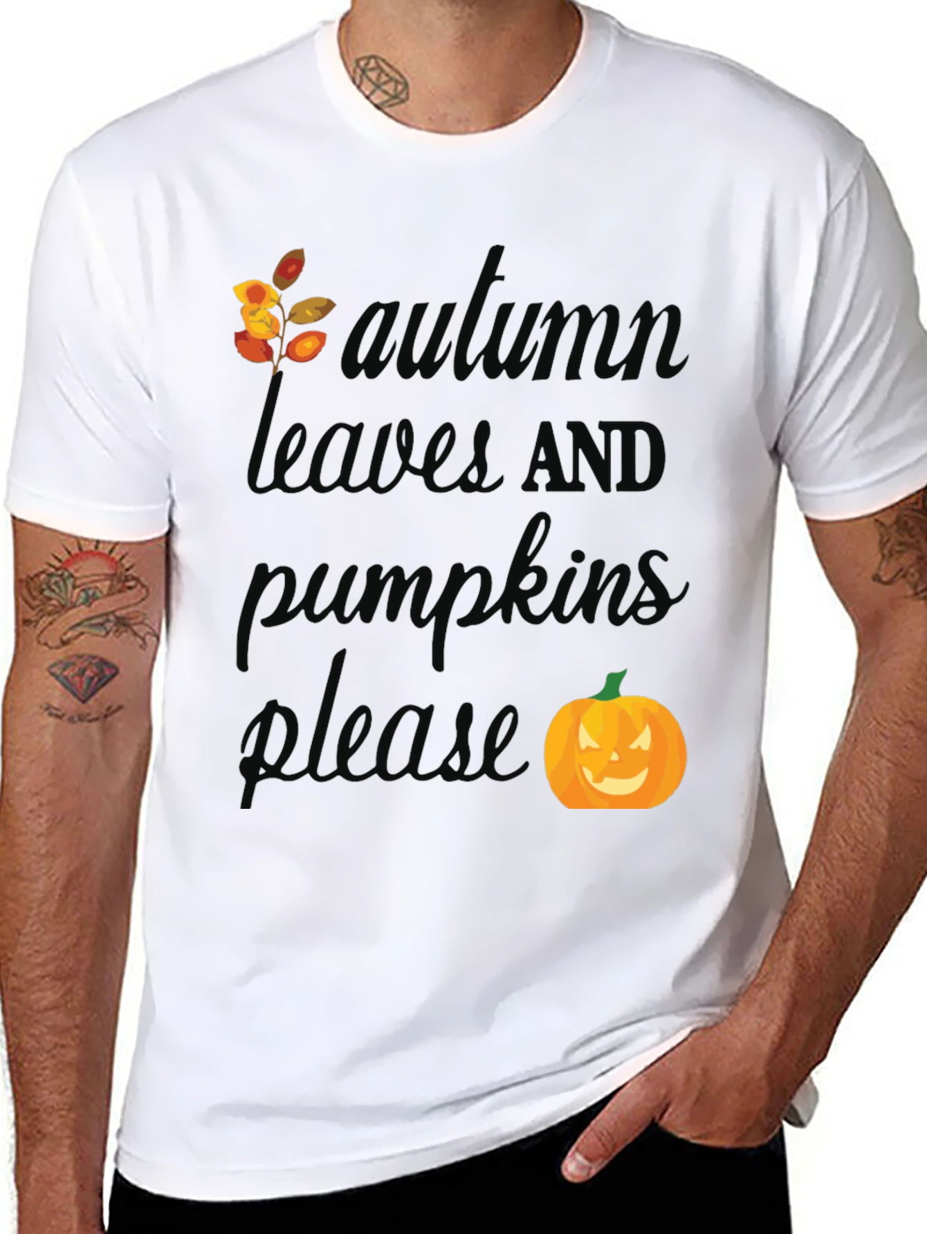 Autumn Leaves and Pumpkins Please T-Shirt