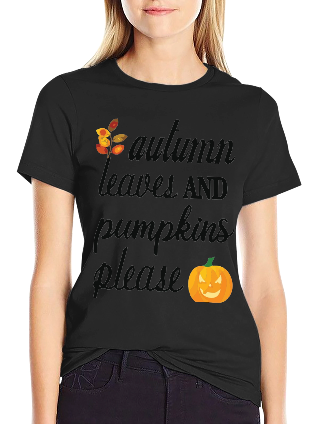 Autumn Leaves and Pumpkins Please T-Shirt