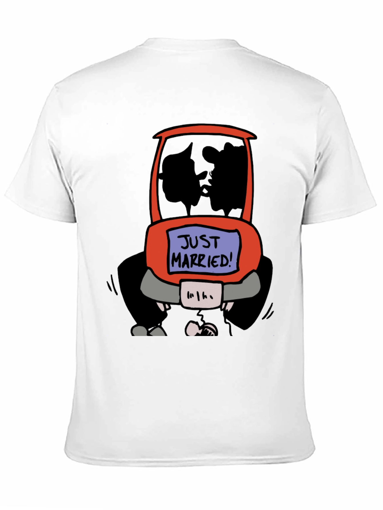 Just Married Cartoon Car Graphic Tee