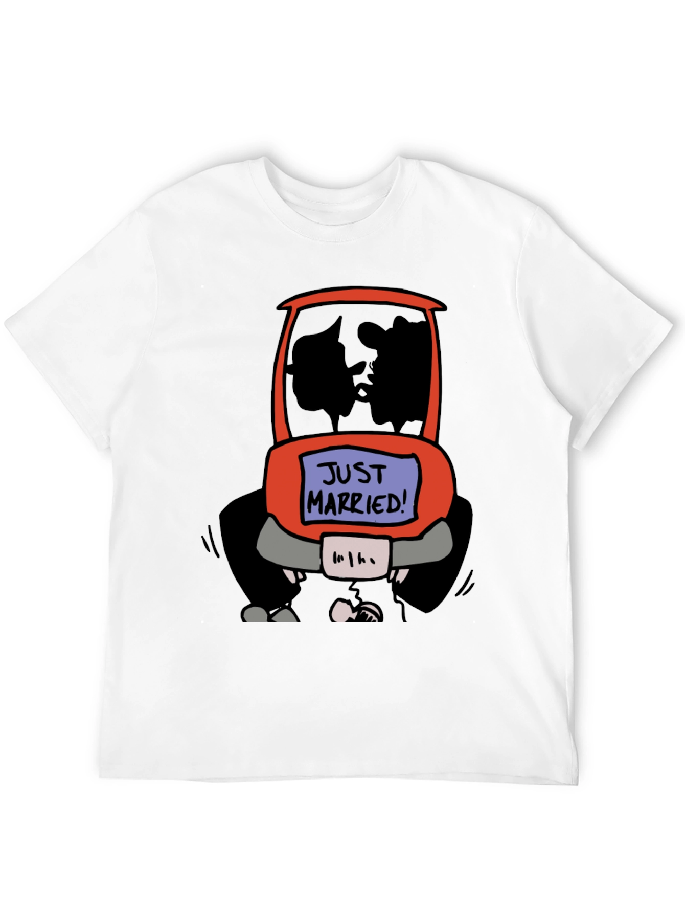 Just Married Cartoon Car Graphic Tee