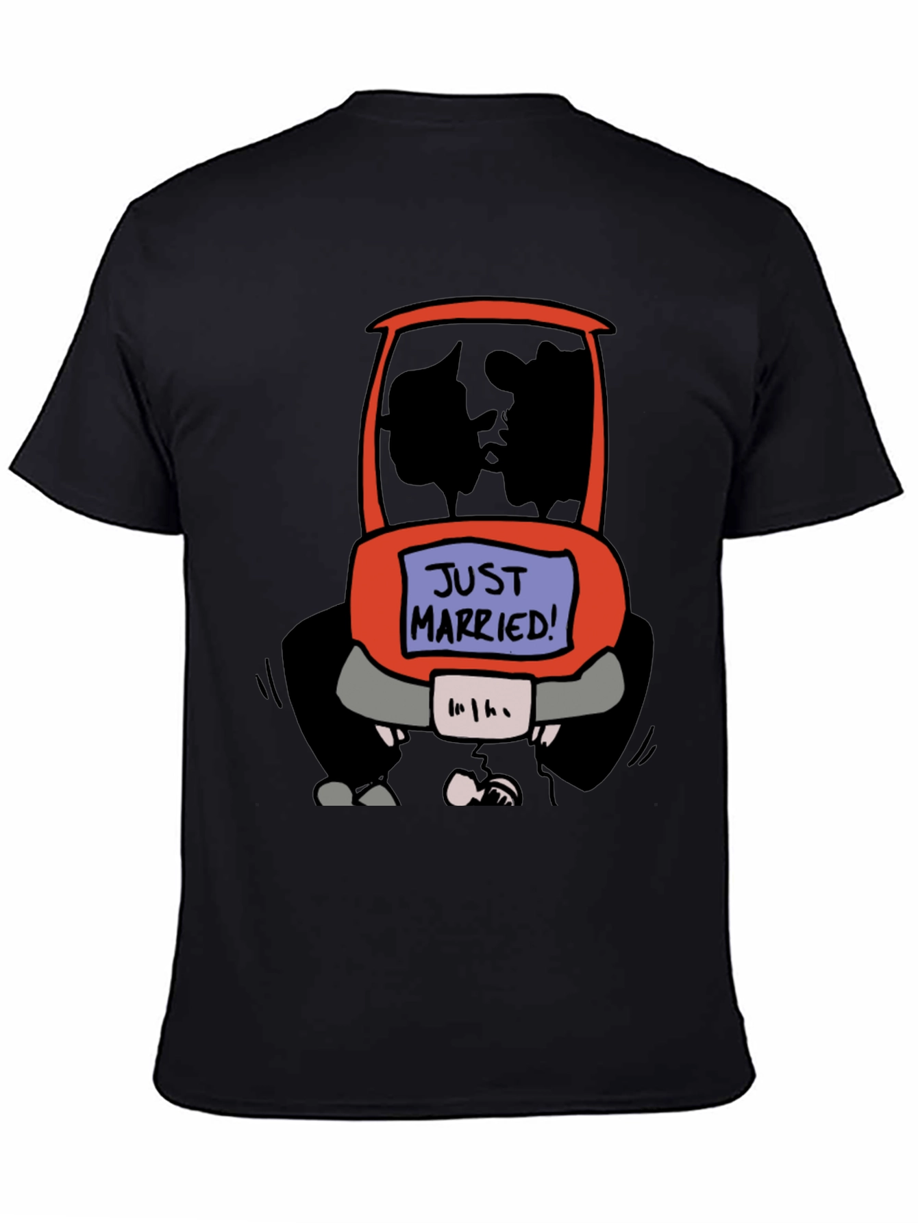 Just Married Cartoon Car Graphic Tee