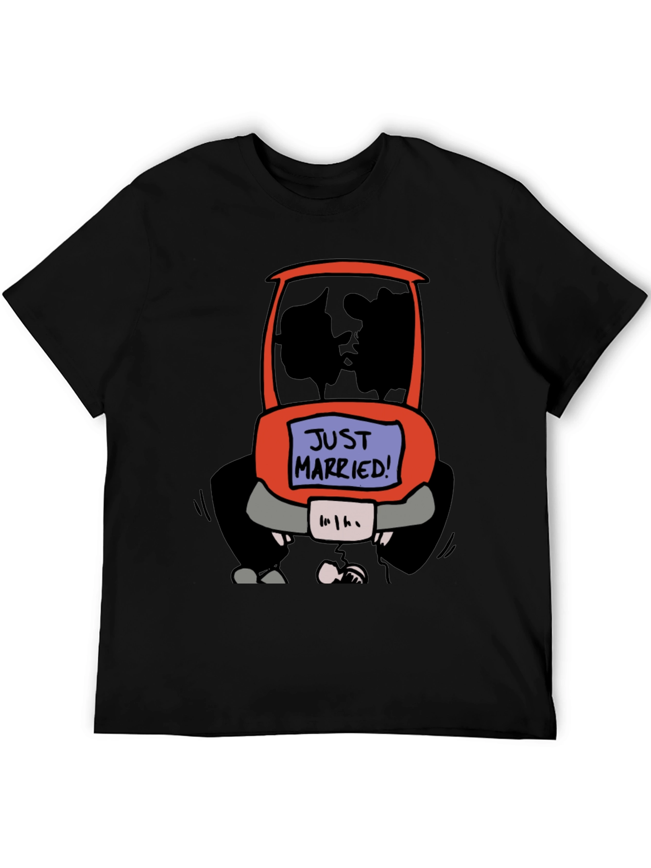 Just Married Cartoon Car Graphic Tee