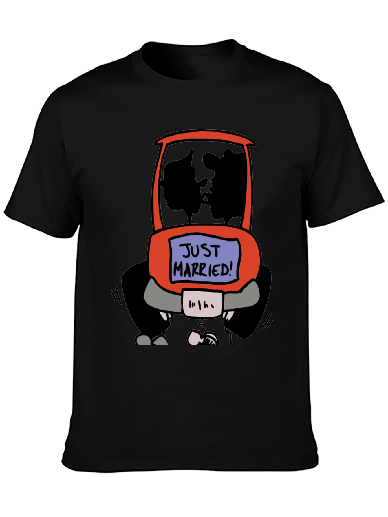 Just Married Cartoon Car Graphic Tee