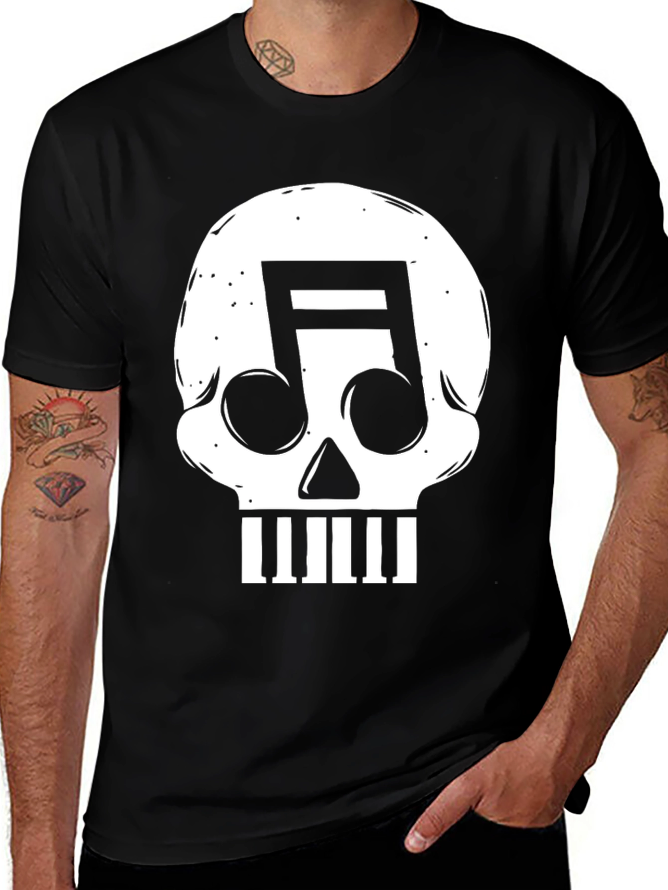 Music Skull Graphic T-Shirt - Rocker Style