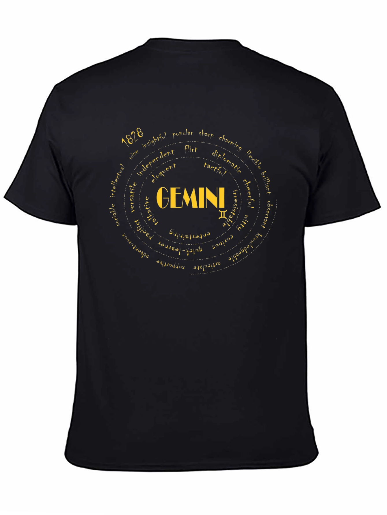 Gemini Zodiac Sign T-Shirt Black