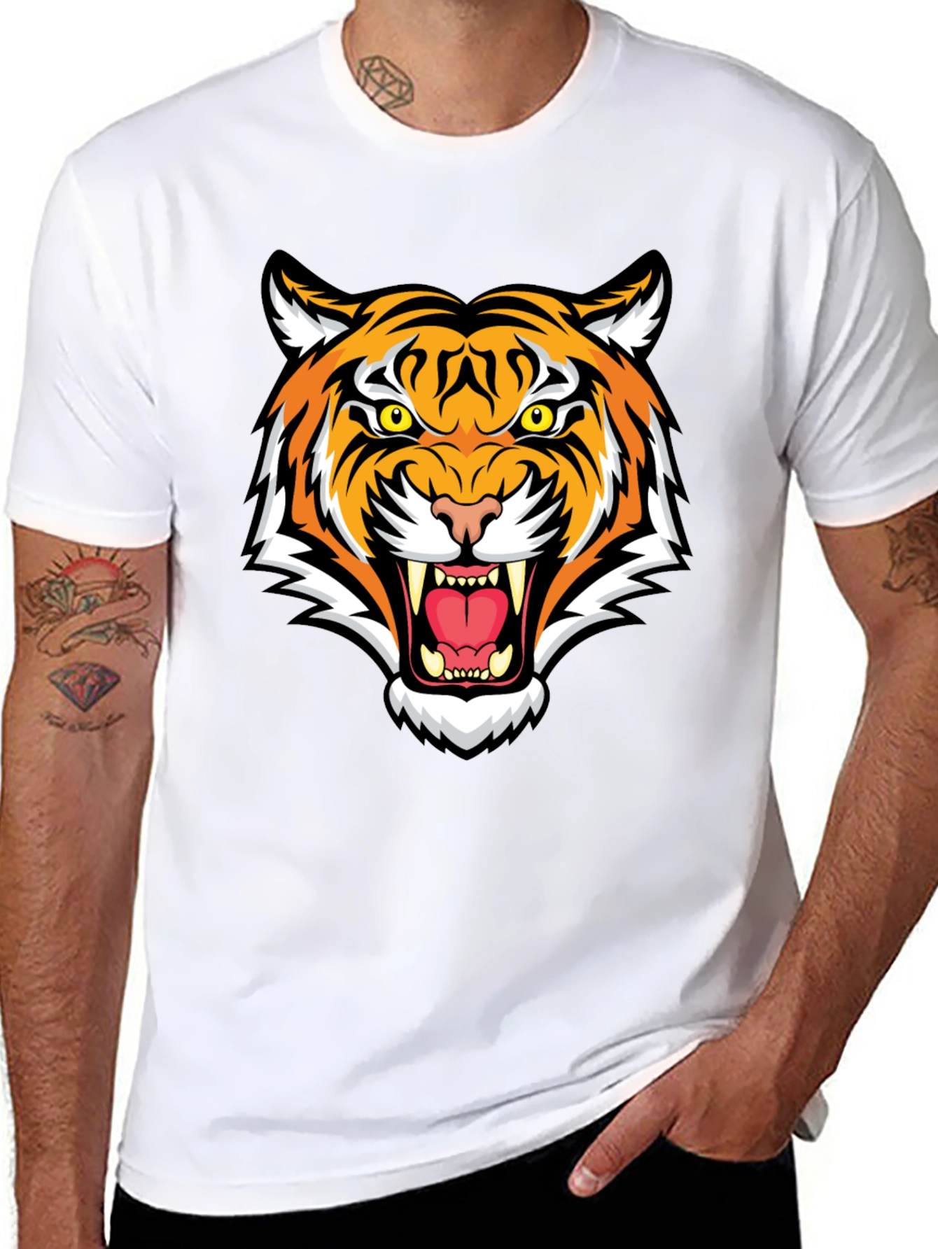 Fierce Tiger Graphic Tee - Black Cotton Blend