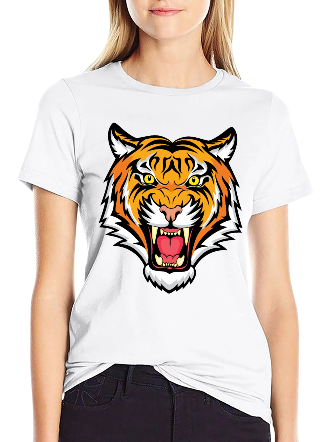 Fierce Tiger Graphic Tee - Black Cotton Blend