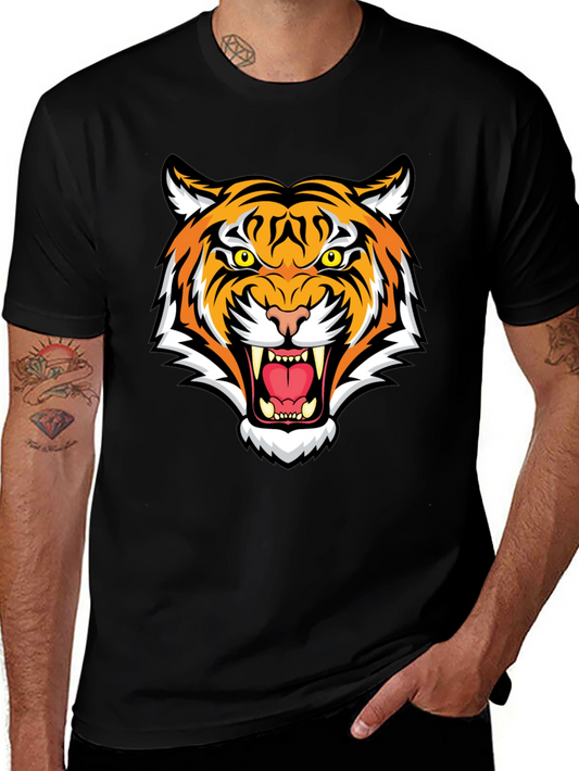 Fierce Tiger Graphic Tee - Black Cotton Blend