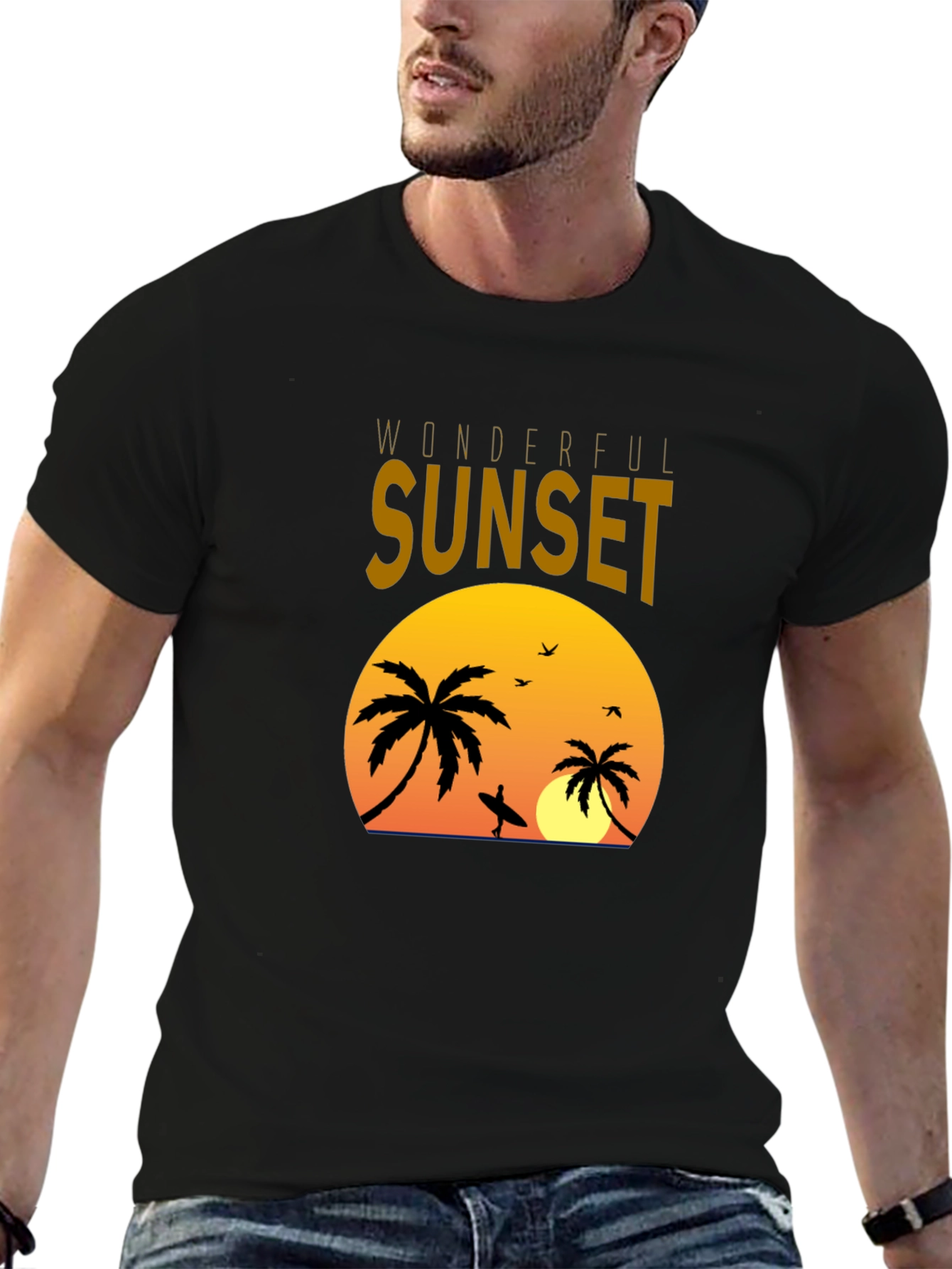 Sunset Palms Graphic Tee - Tropical Vibe
