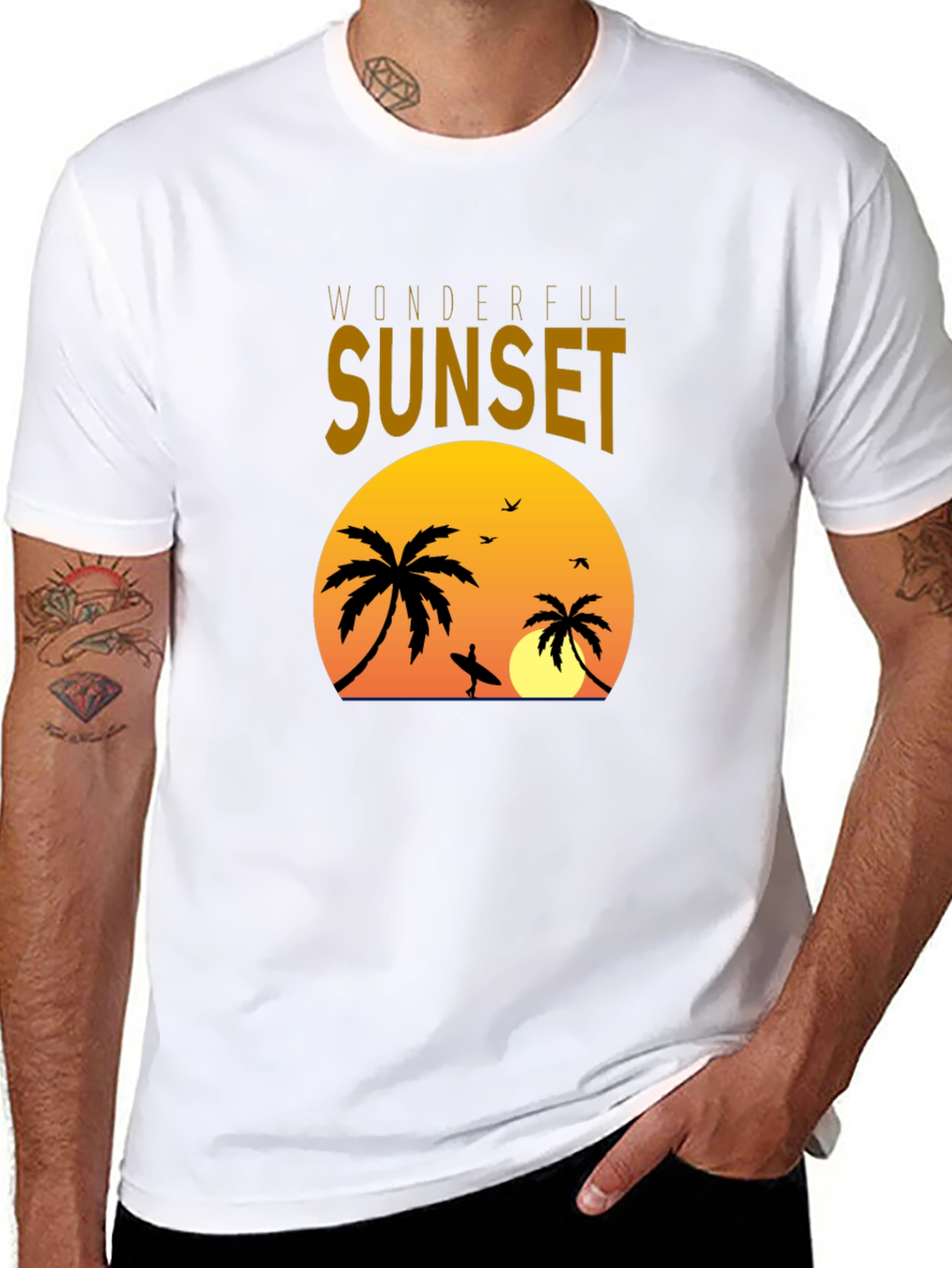 Sunset Palms Graphic Tee - Tropical Vibe
