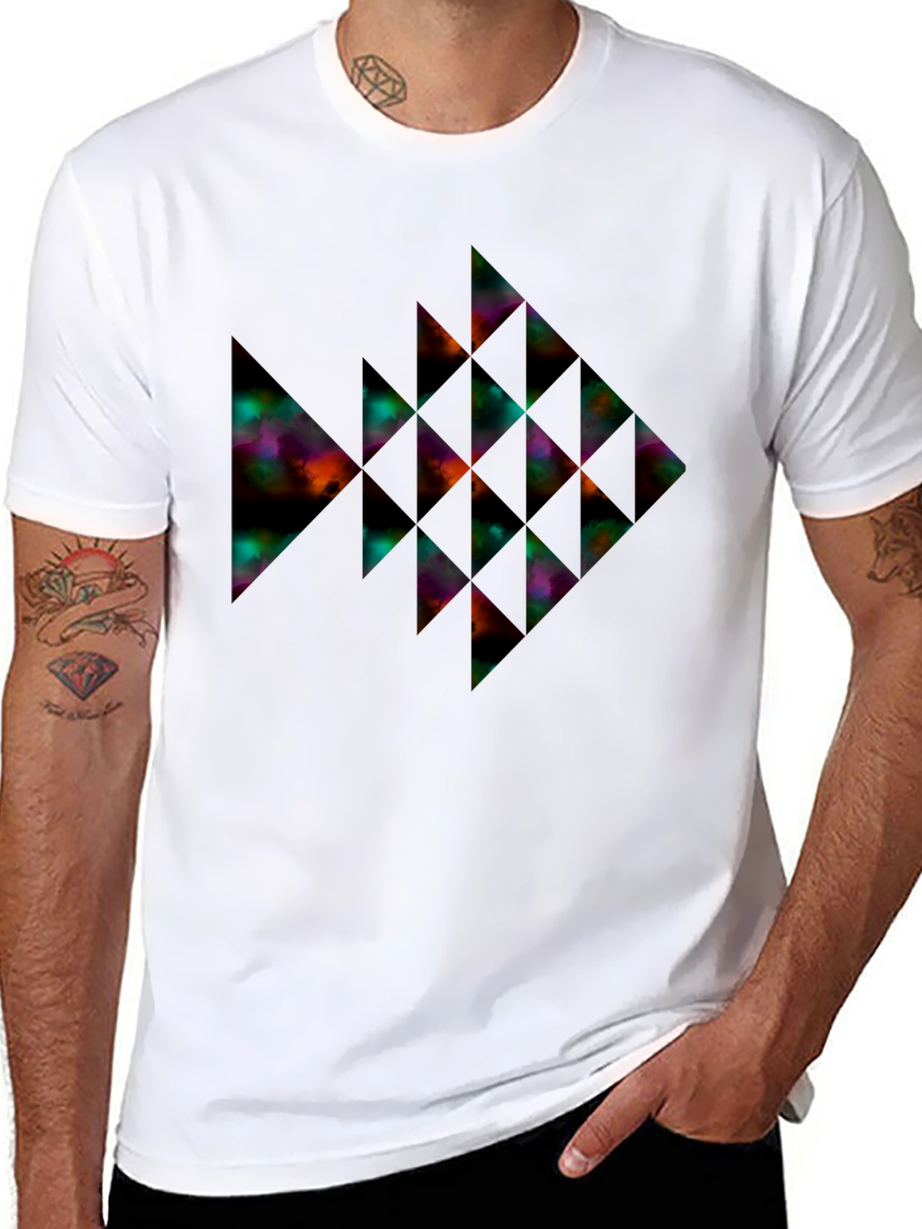 Geometric Fish Graphic Tee - Modern Style