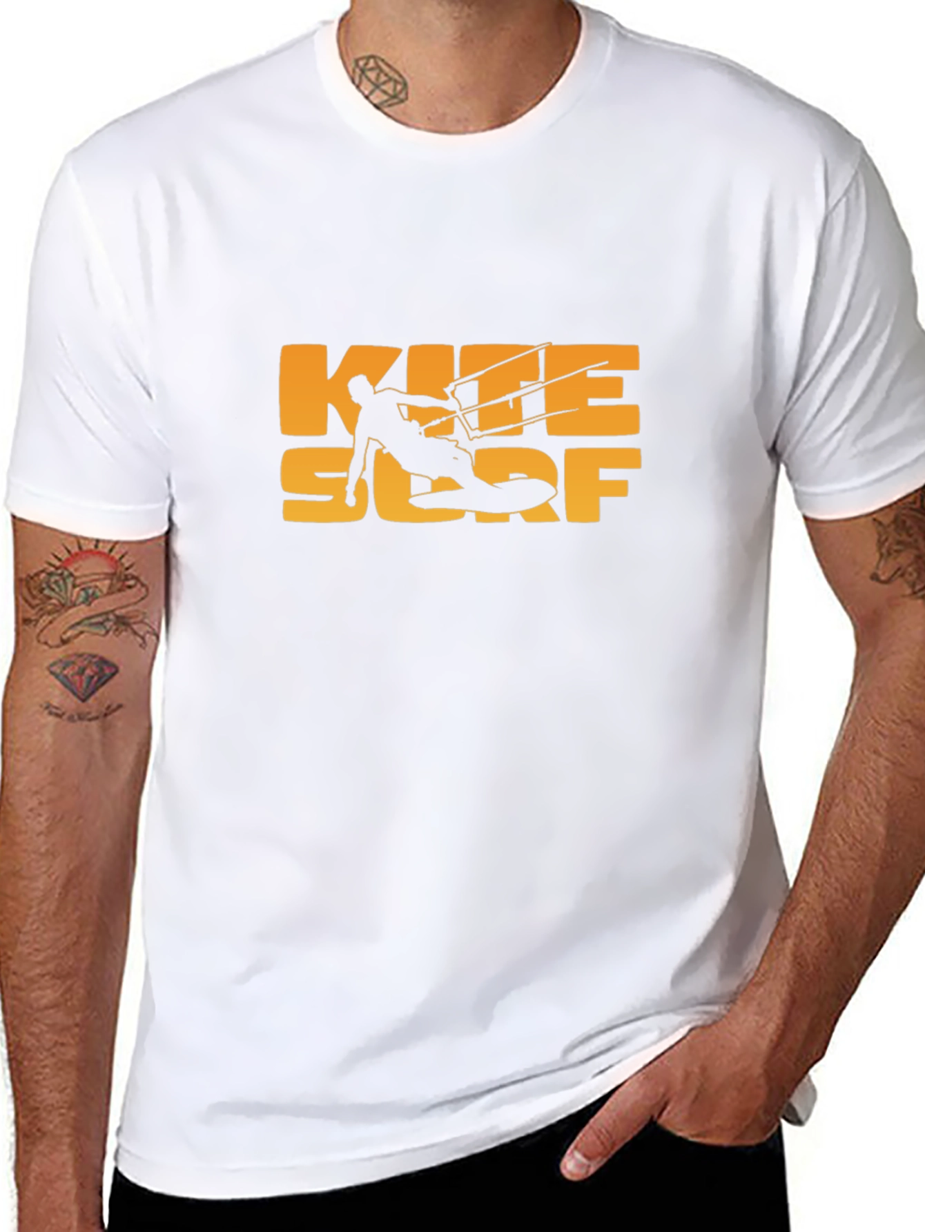 Kite Surf Graphic Tee - Black Cotton T-Shirt
