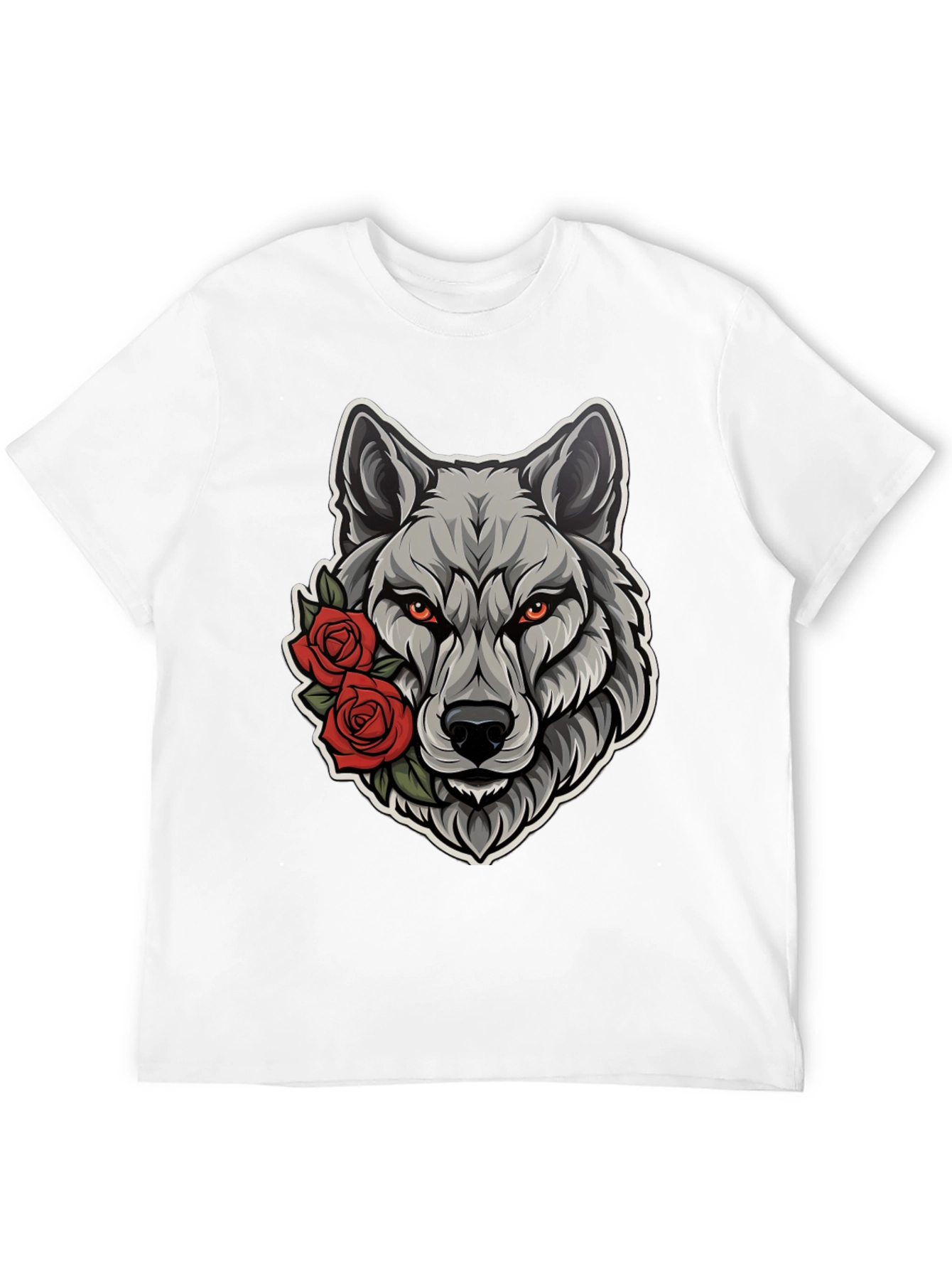 Wolf & Roses Graphic Tee - Mens Black T-Shirt