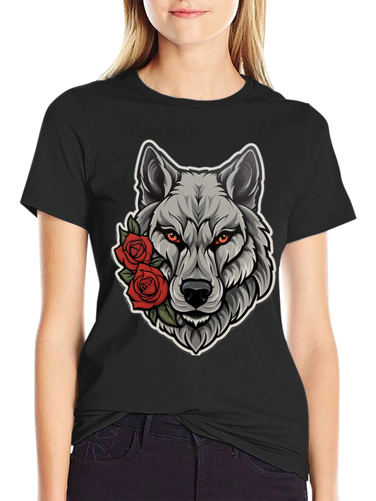 Wolf & Roses Graphic Tee - Mens Black T-Shirt
