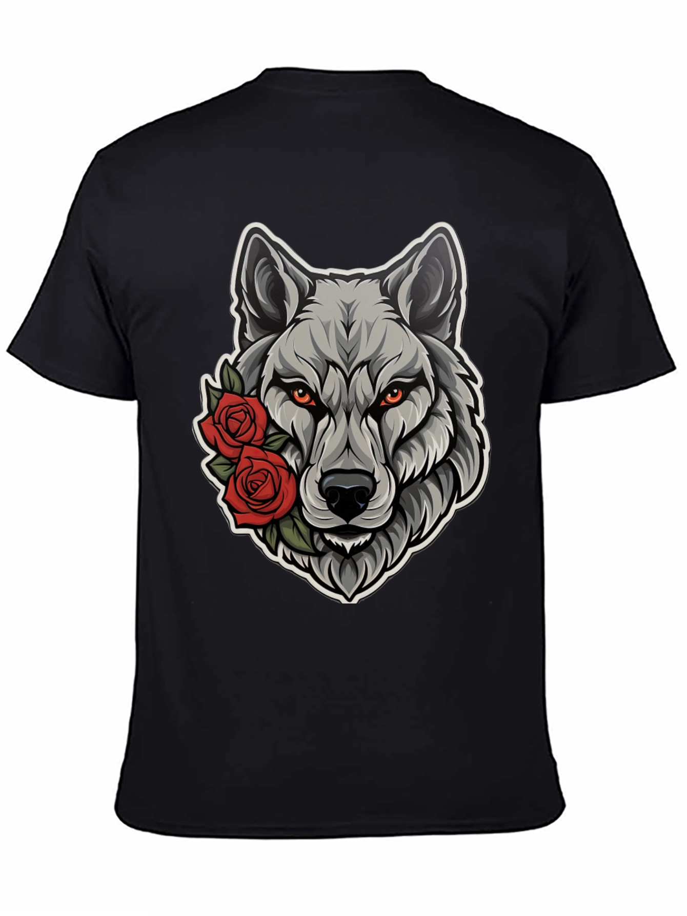 Wolf & Roses Graphic Tee - Mens Black T-Shirt