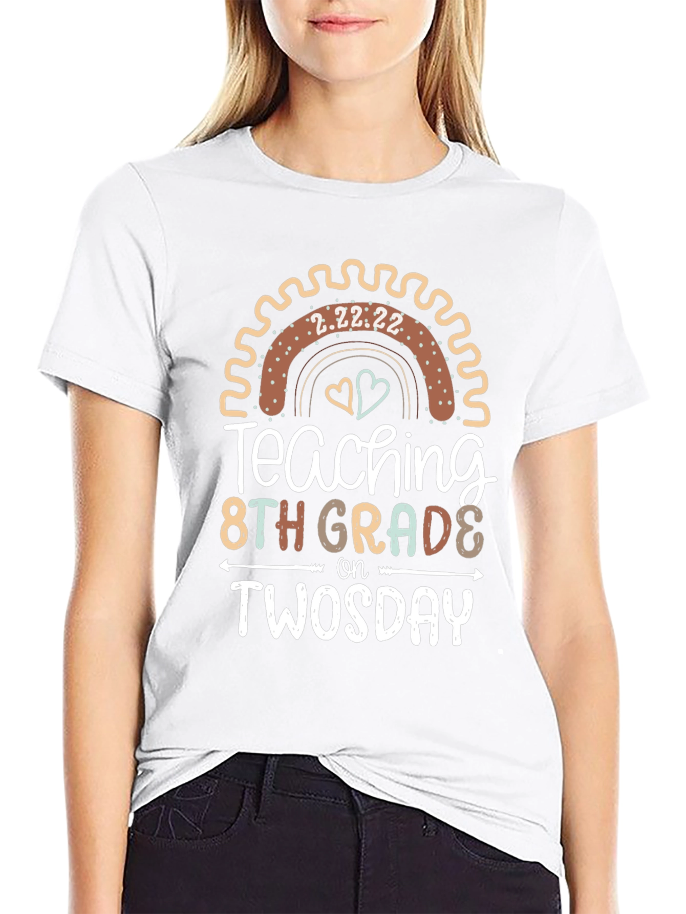 Teaching 8th Grade on Twosday Teacher T-Shirt
