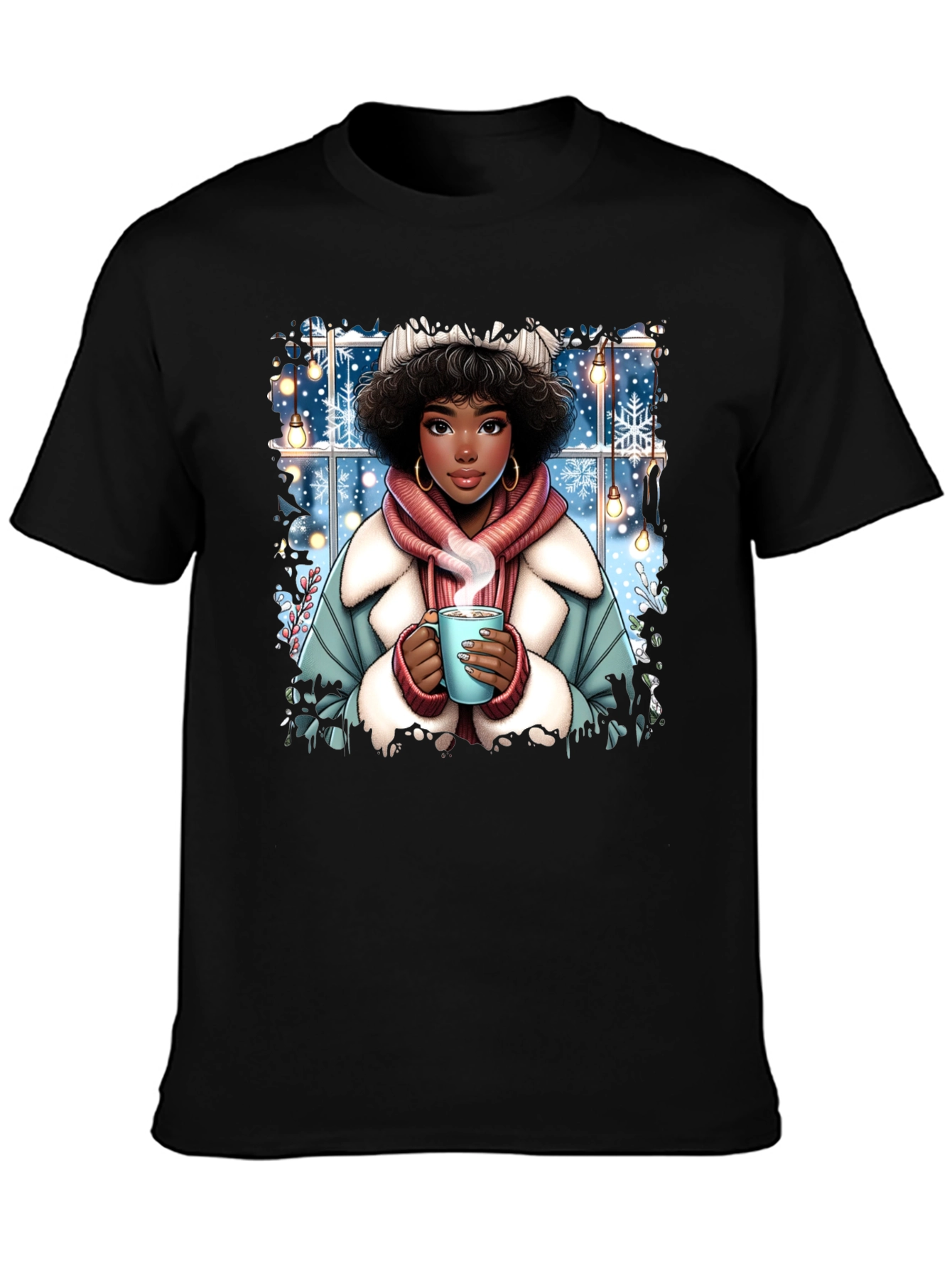 Winter Warmth T-Shirt: Cozy Girl Design