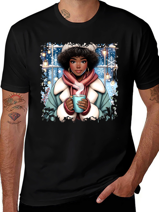 Winter Warmth T-Shirt: Cozy Girl Design