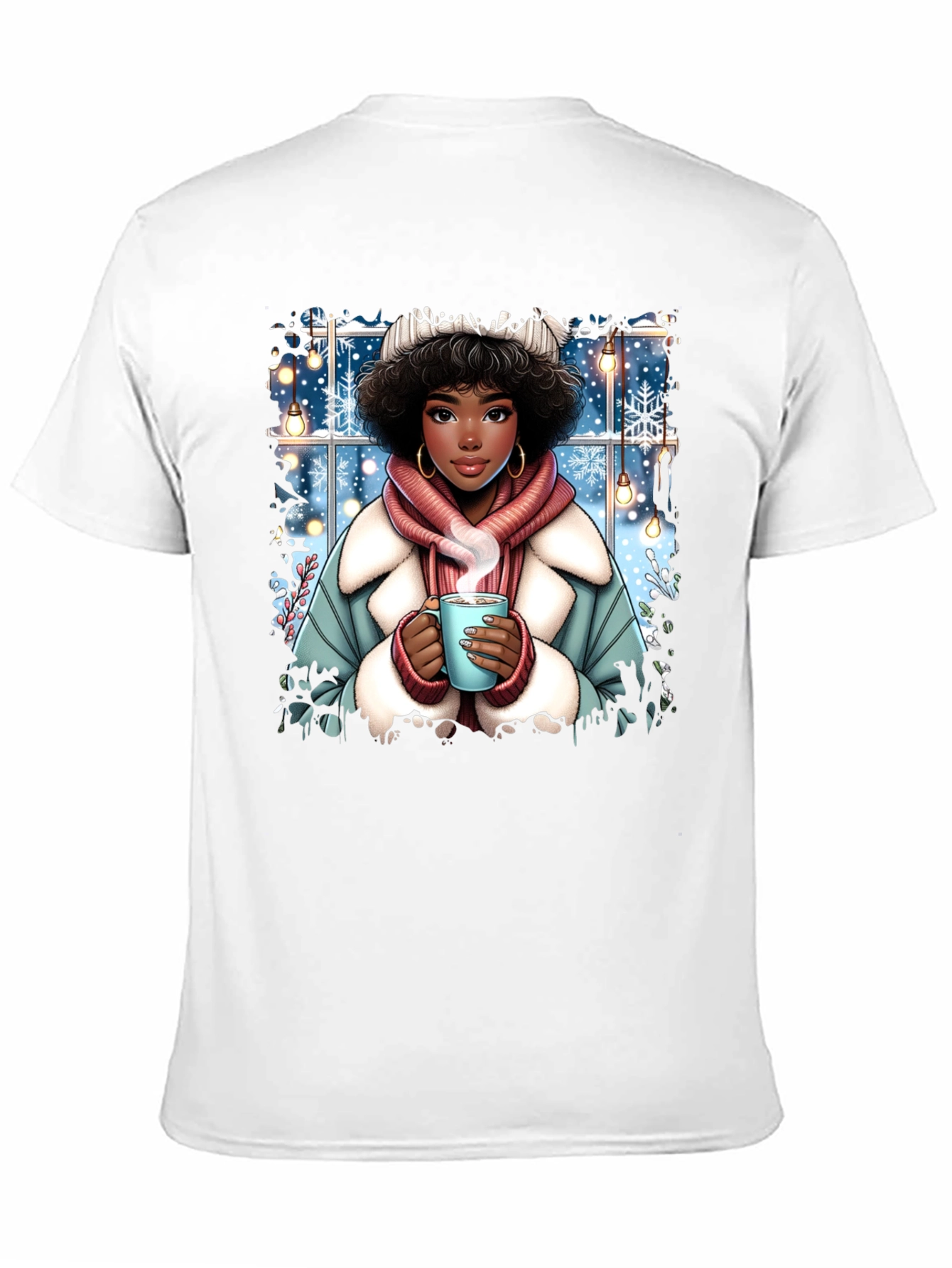 Winter Warmth T-Shirt: Cozy Girl Design