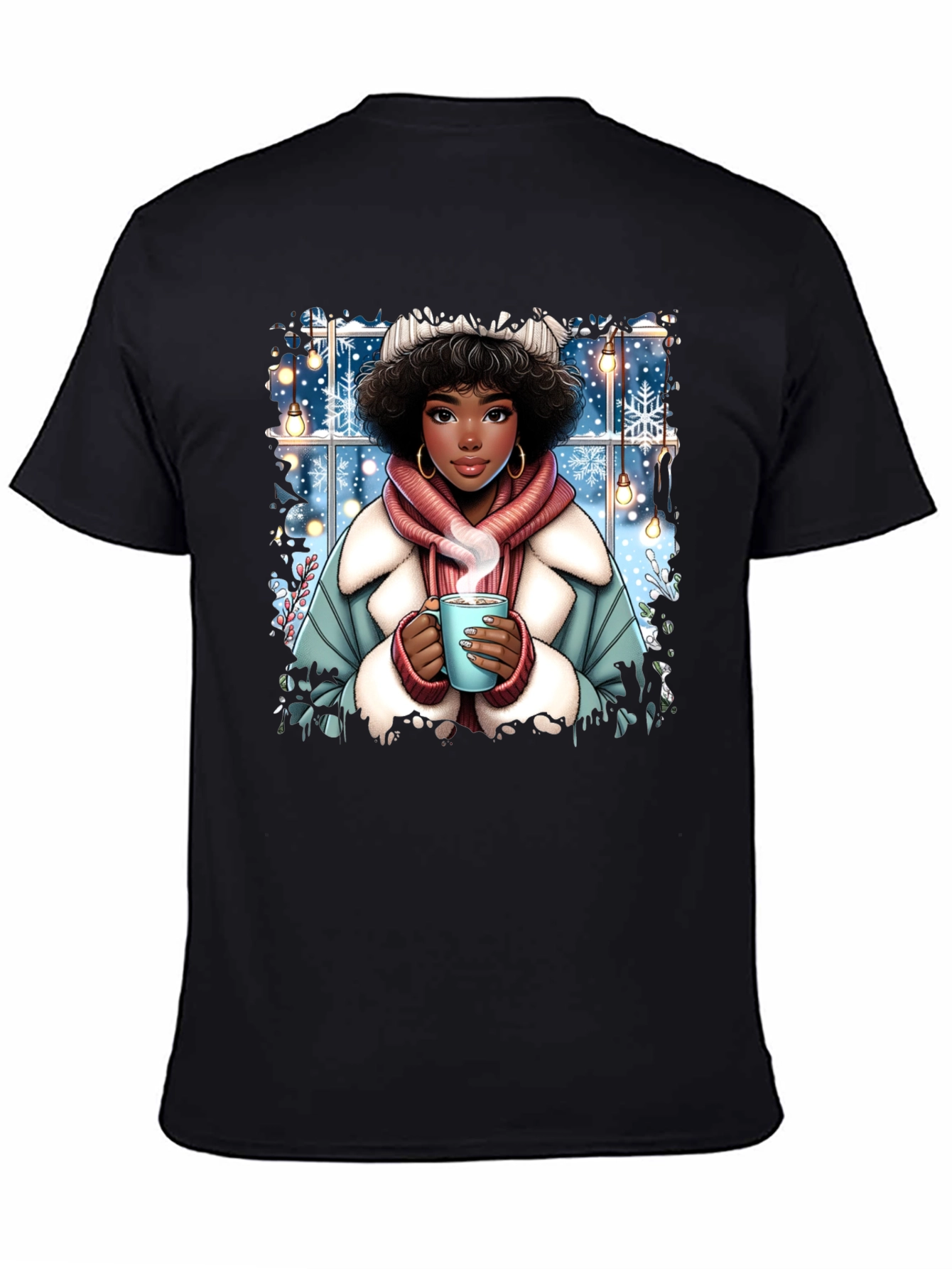Winter Warmth T-Shirt: Cozy Girl Design