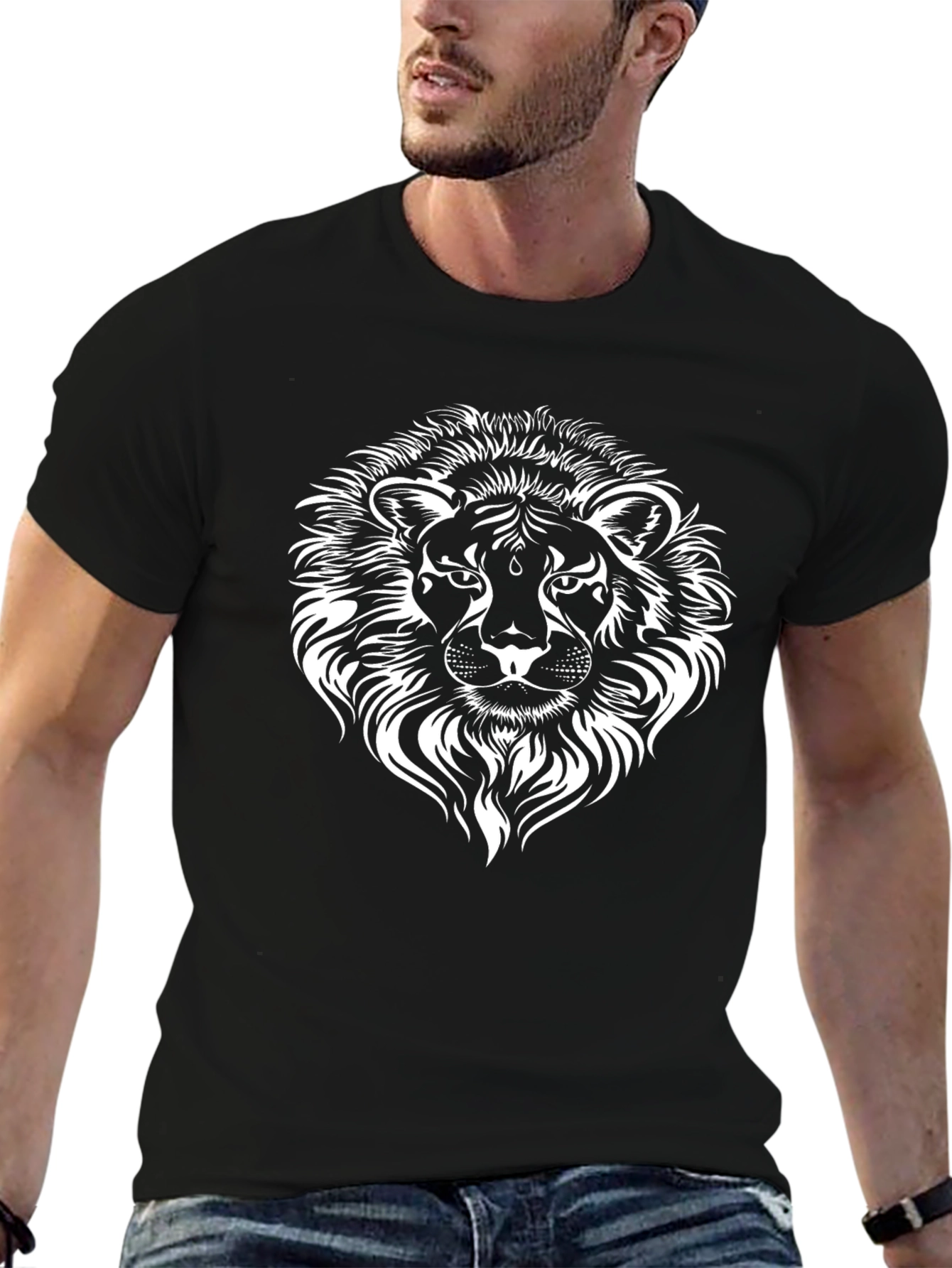 Lion Graphic Tee - Bold Black T-Shirt