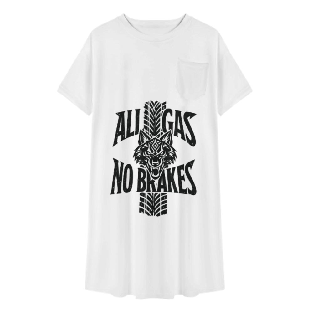 All Gas No Brakes Wolf Graphic T-Shirt Dress – Bold Off-Road Adventure Style(z1024)