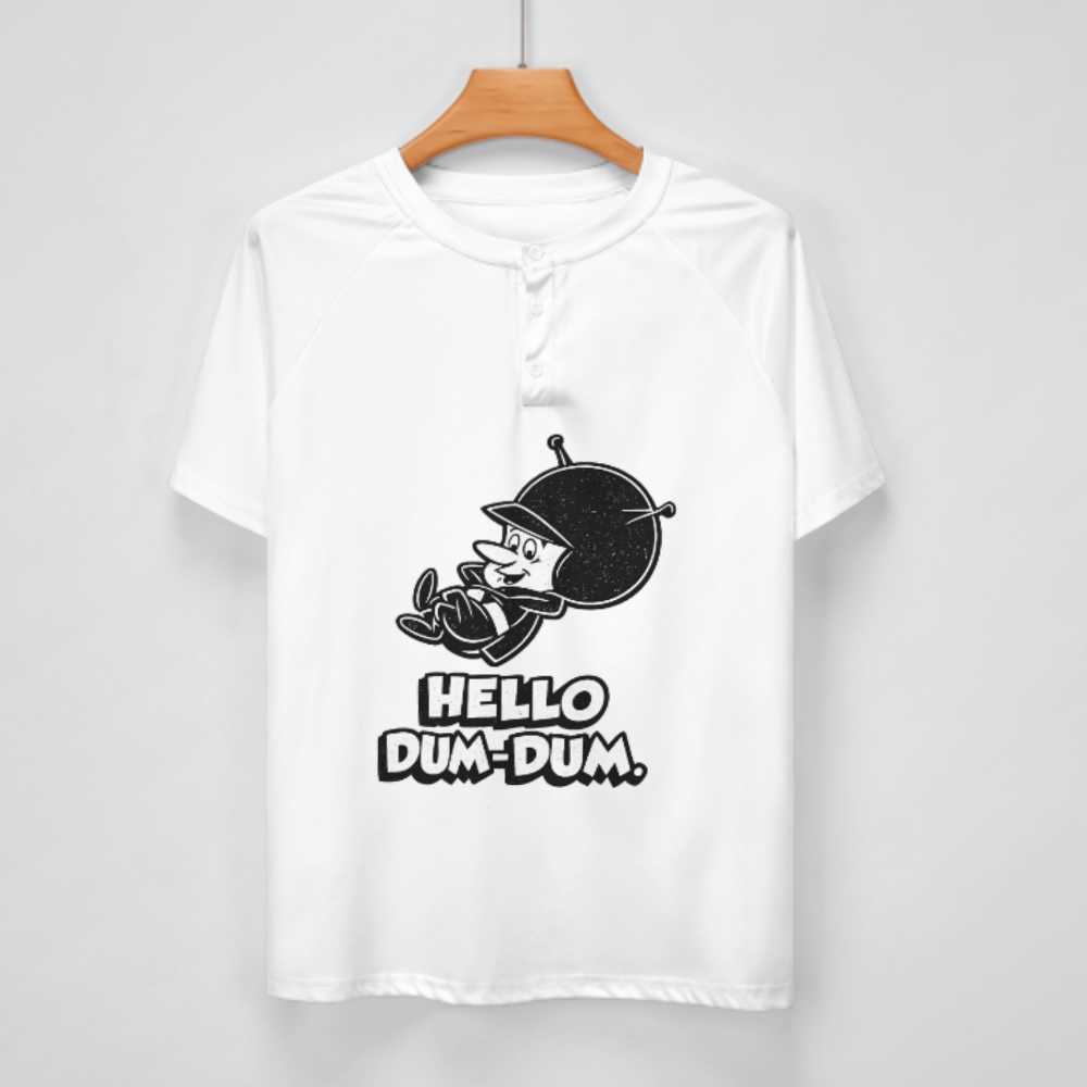 Hello Dum-Dum Retro Alien Graphic T-Shirt | Funny Cartoon Space Character Tee(z1015)