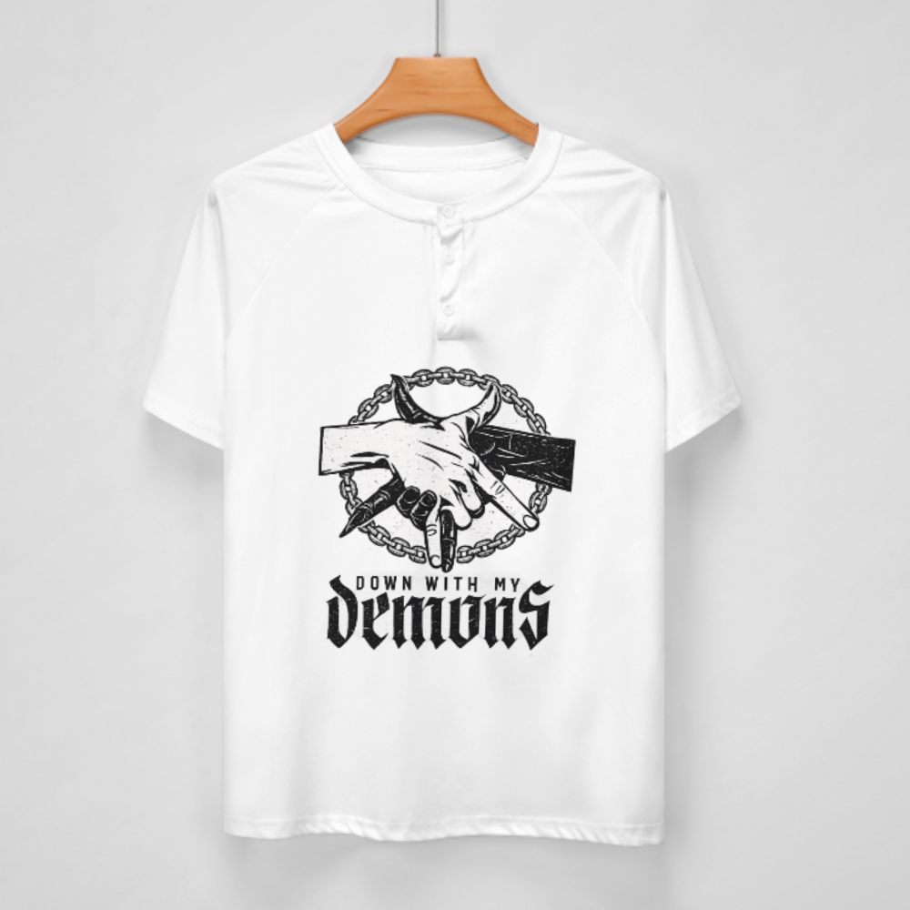 Down With My Demons Gothic T-Shirt | Dark Alternative Metal Graphic Tee(z1013)