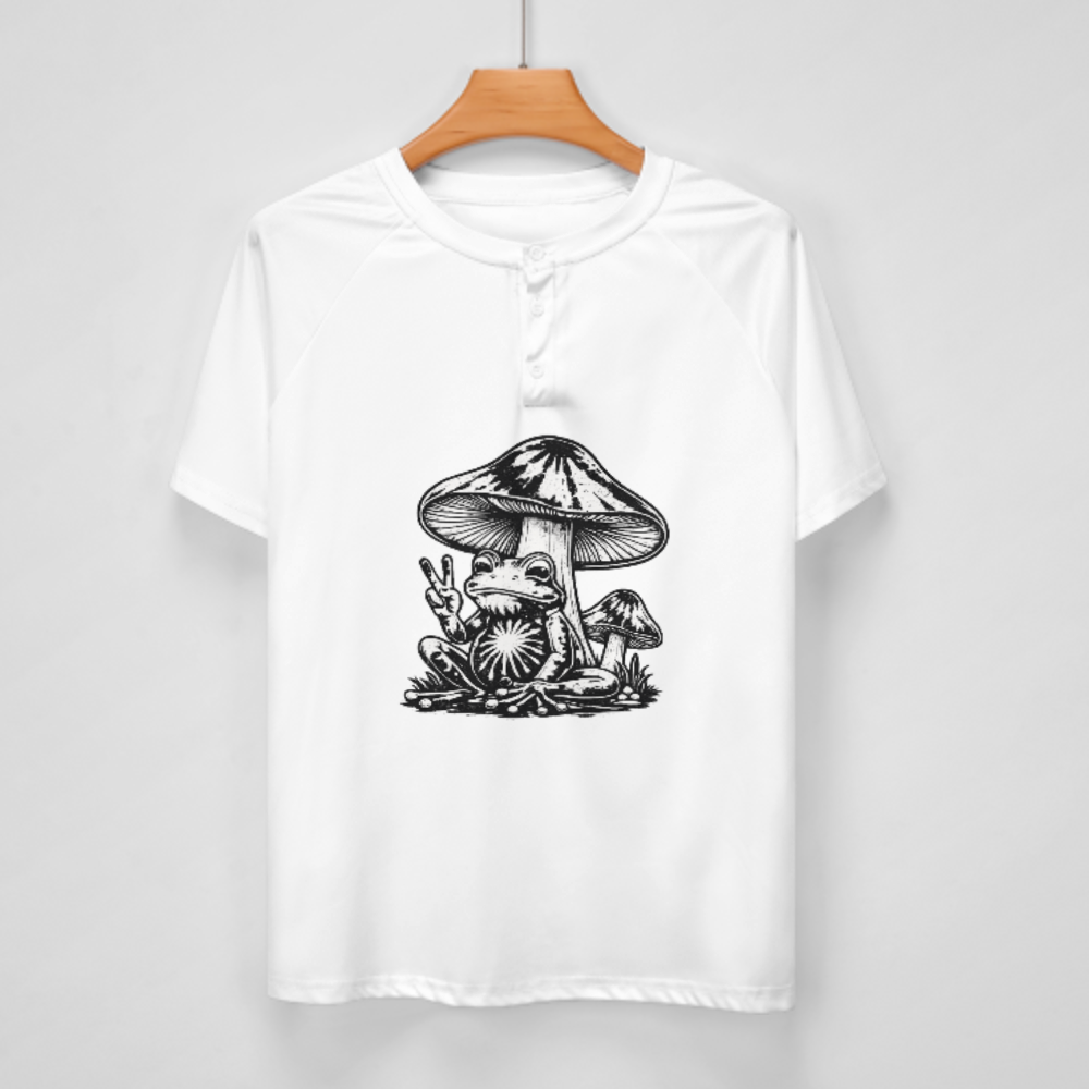 Peace Frog Mushroom Graphic T-Shirt | Vintage Psychedelic Nature Art Tee(z1017)