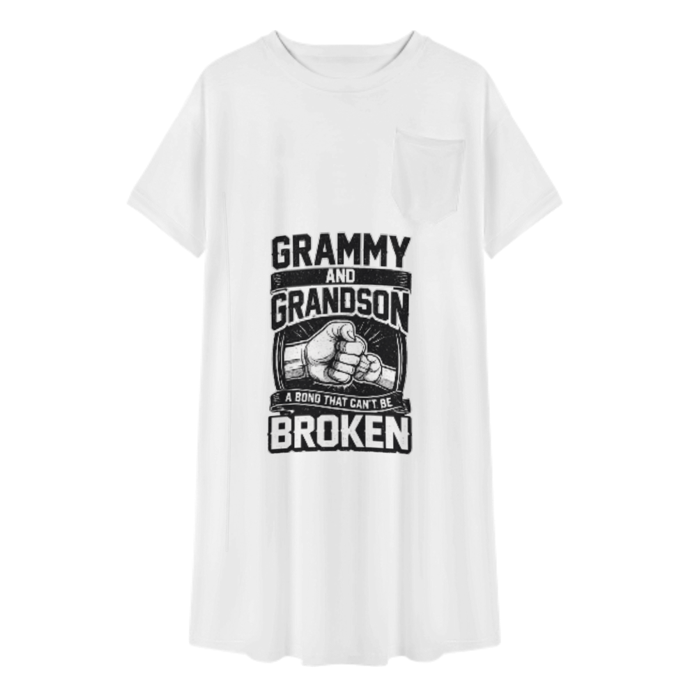Grammy and Grandson – A Bond That Can’t Be Broken Vintage Graphic T-Shirt Dress(z1027)