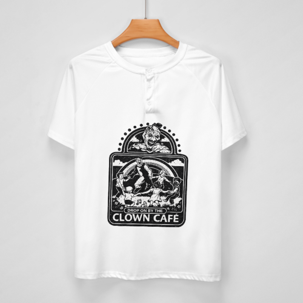 Drop On By The Clown Café T-Shirt | Vintage Horror Carnival Graphic Tee(z1012)