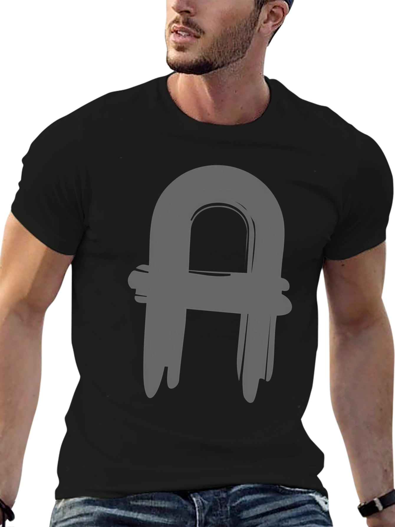 Abstract A Graphic Tee - Casual Black T-Shirt