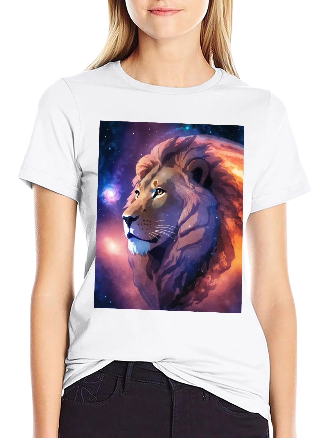 Cosmic Lion Graphic Black T-Shirt