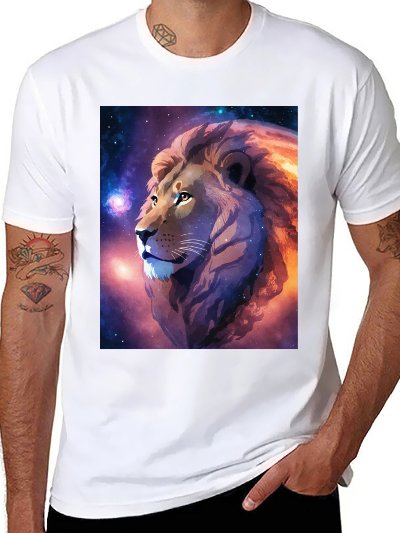 Cosmic Lion Graphic Black T-Shirt