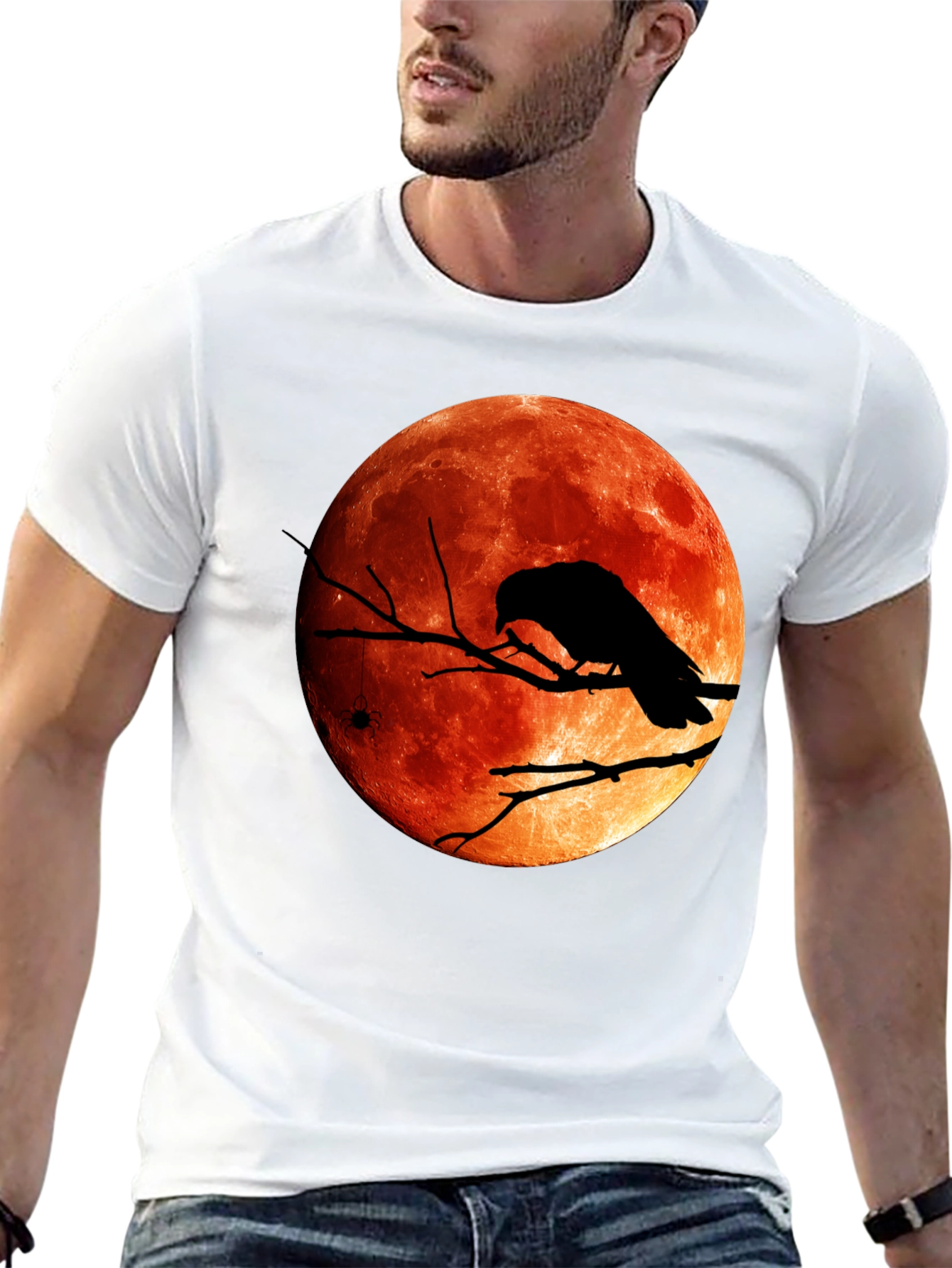 Raven Blood Moon Graphic Tee - Mens Black T-Shirt