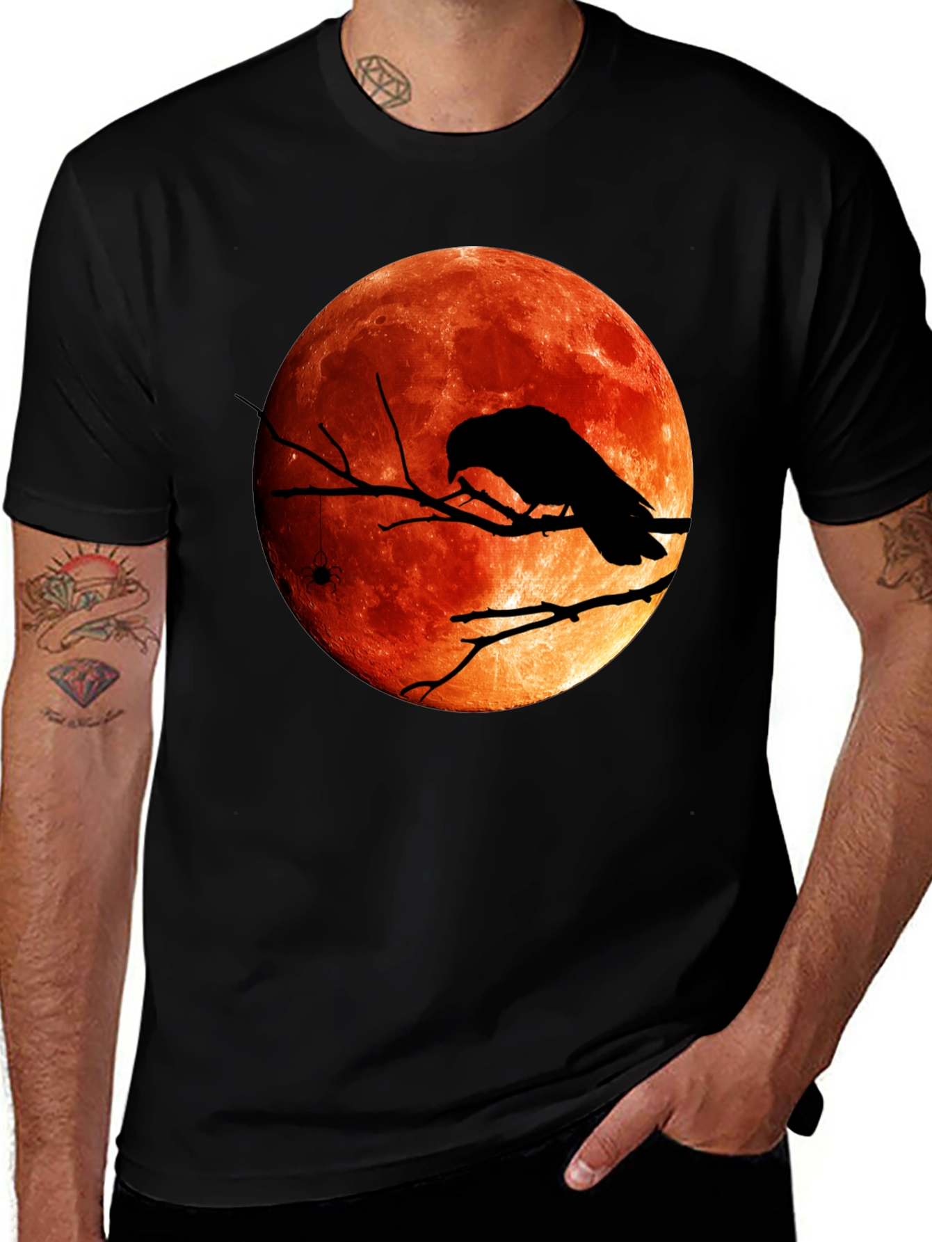 Raven Blood Moon Graphic Tee - Mens Black T-Shirt