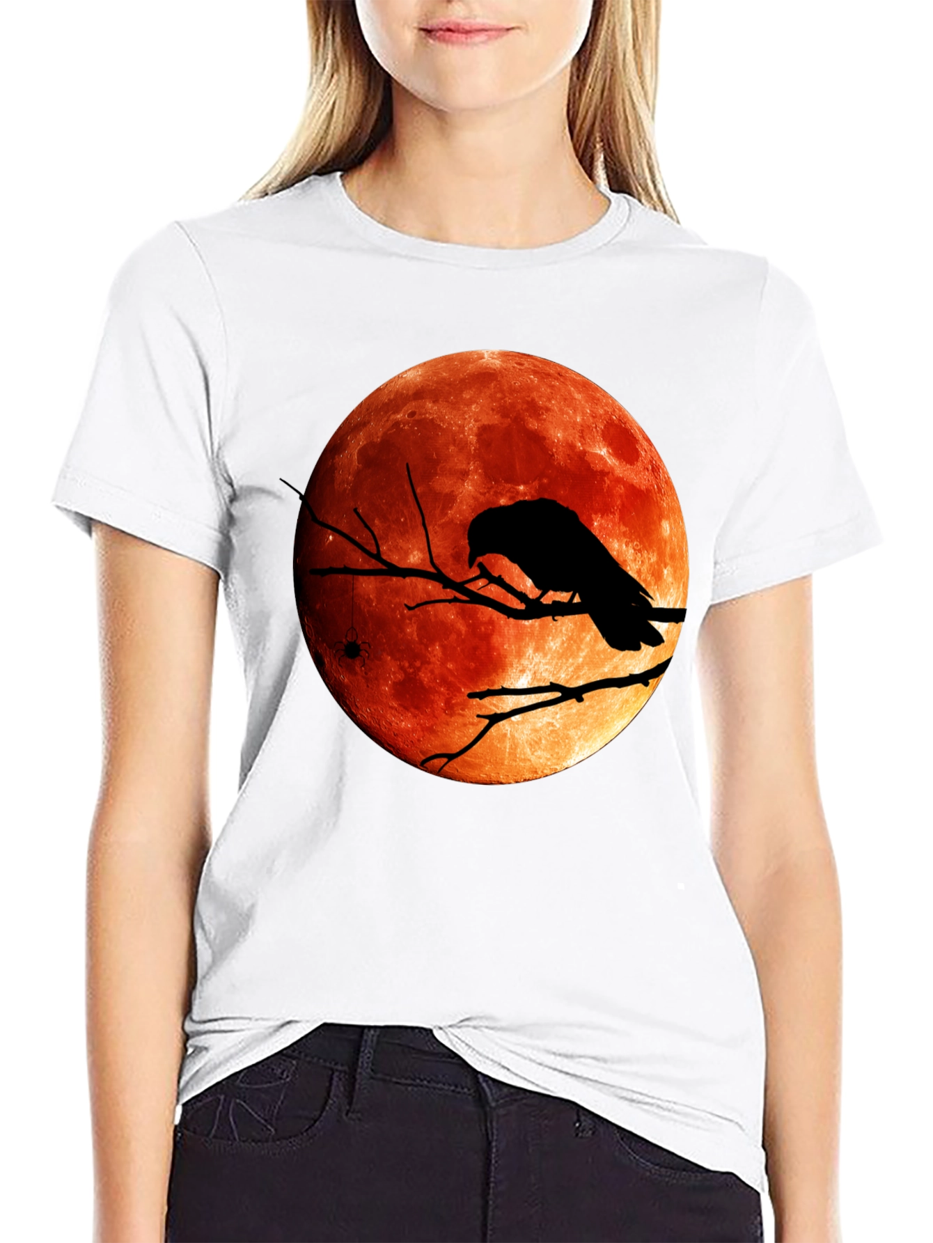 Raven Blood Moon Graphic Tee - Mens Black T-Shirt