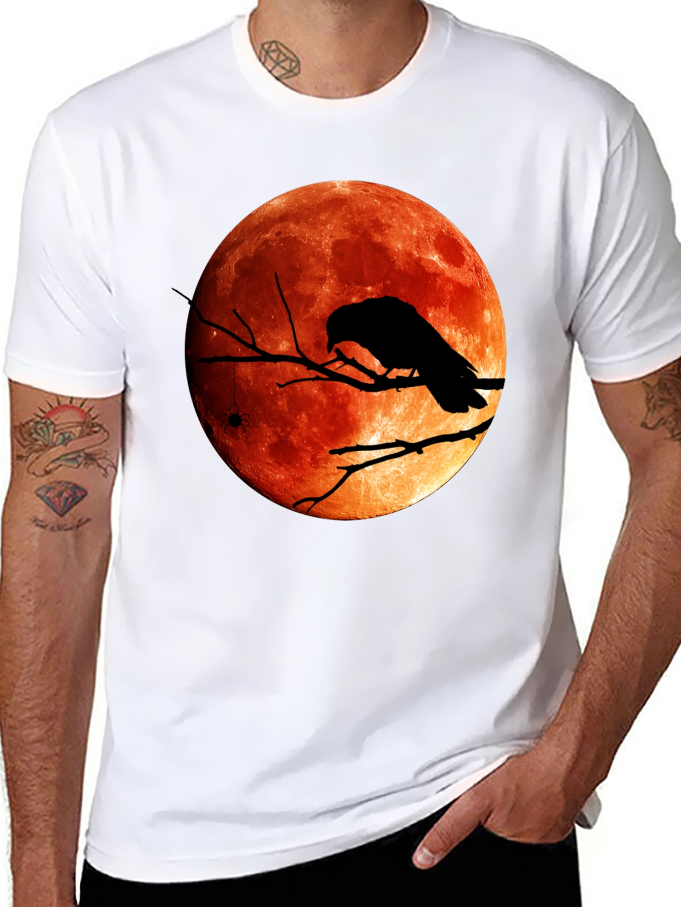 Raven Blood Moon Graphic Tee - Mens Black T-Shirt