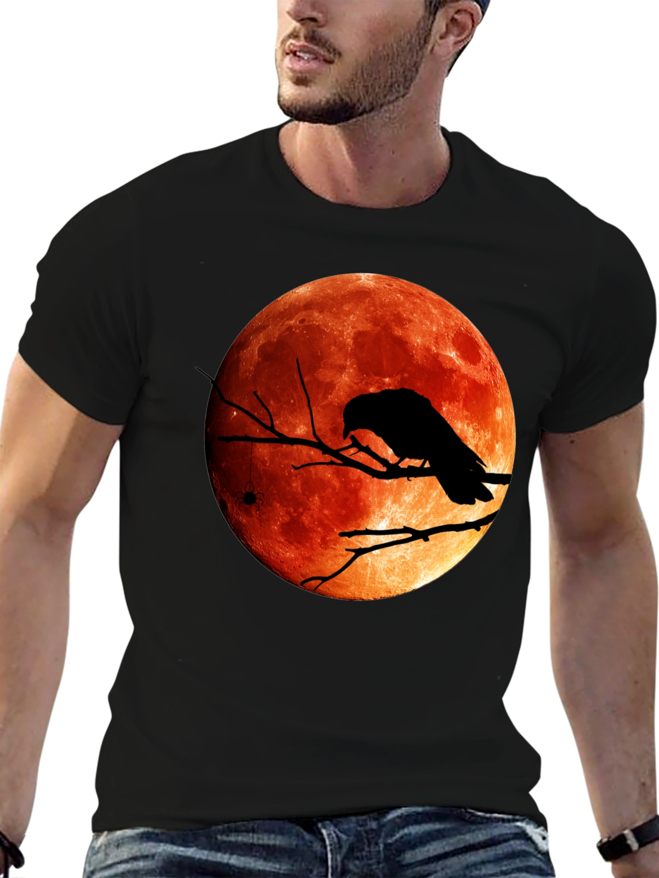 Raven Blood Moon Graphic Tee - Mens Black T-Shirt