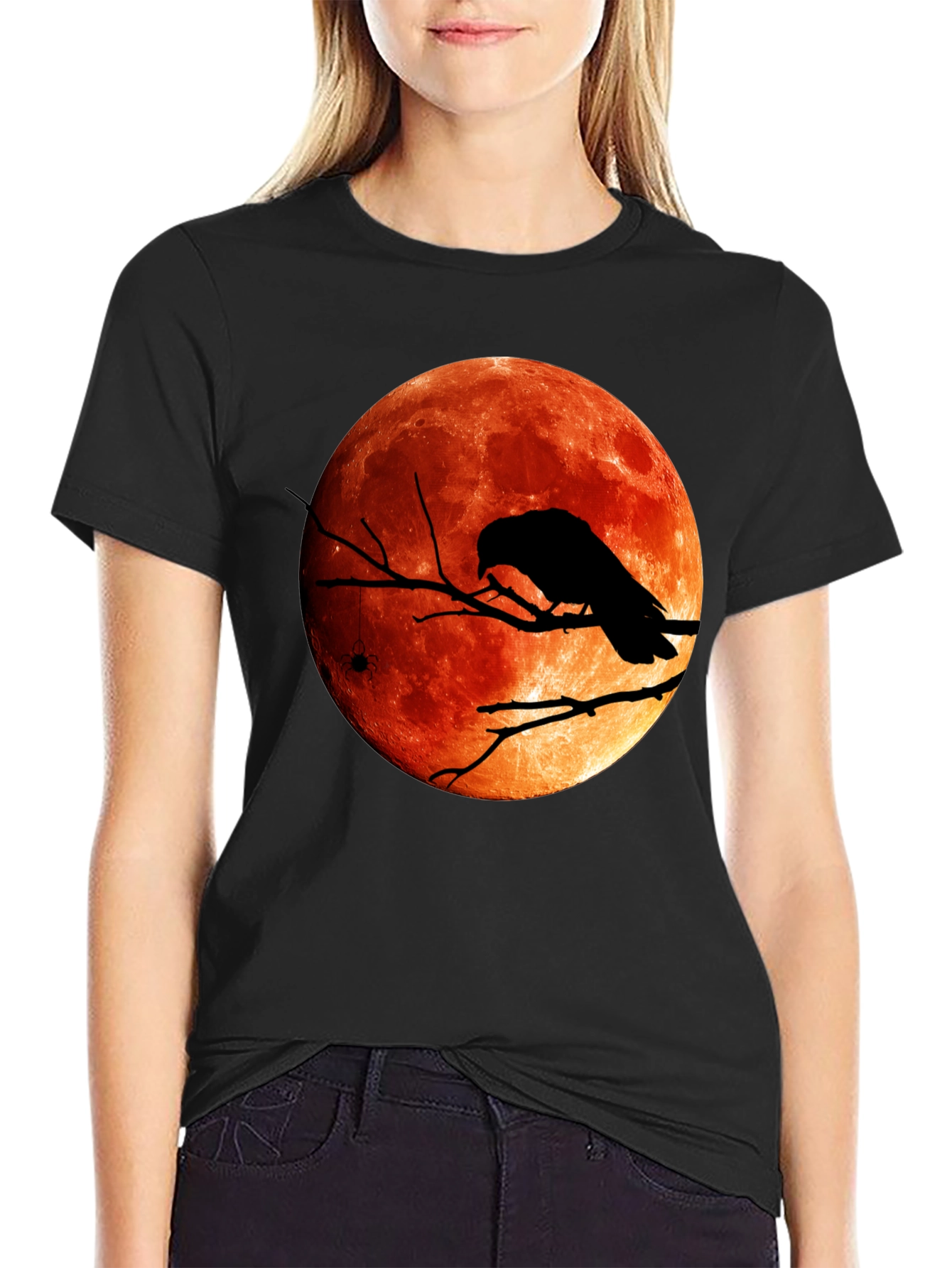 Raven Blood Moon Graphic Tee - Mens Black T-Shirt