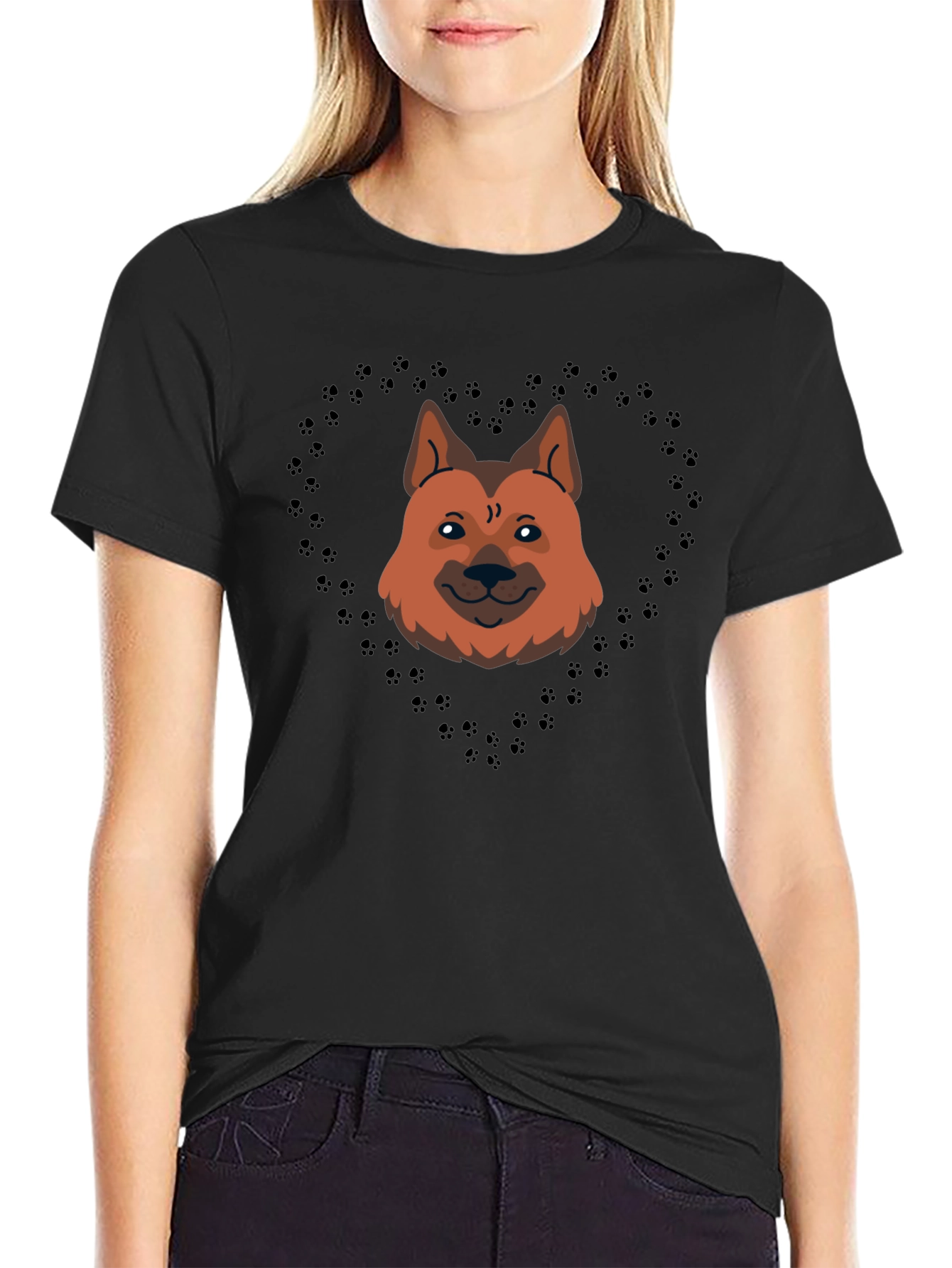 Paw Heart Dog Face T-Shirt – Cute Dog Lover Tee