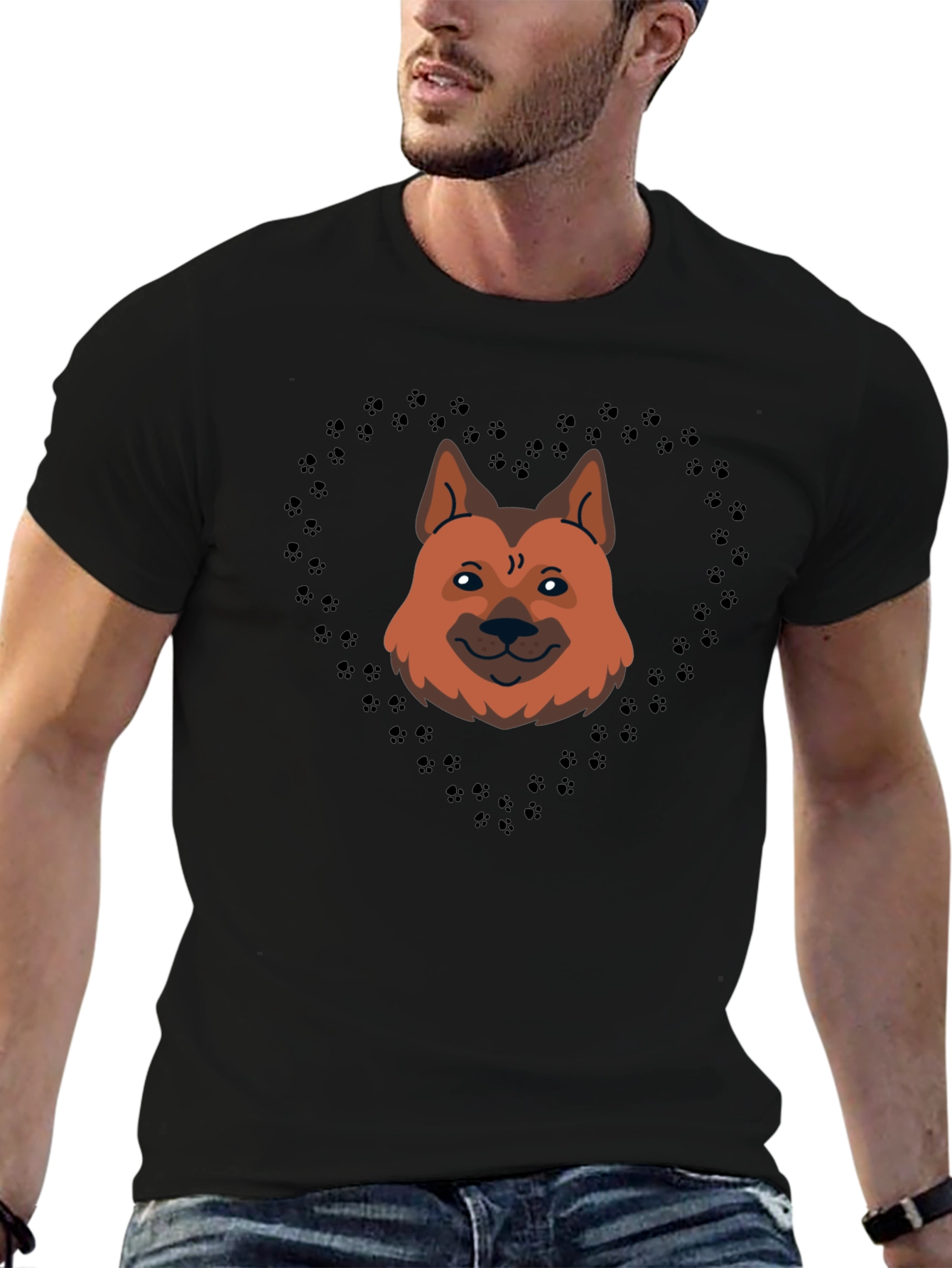 Paw Heart Dog Face T-Shirt – Cute Dog Lover Tee