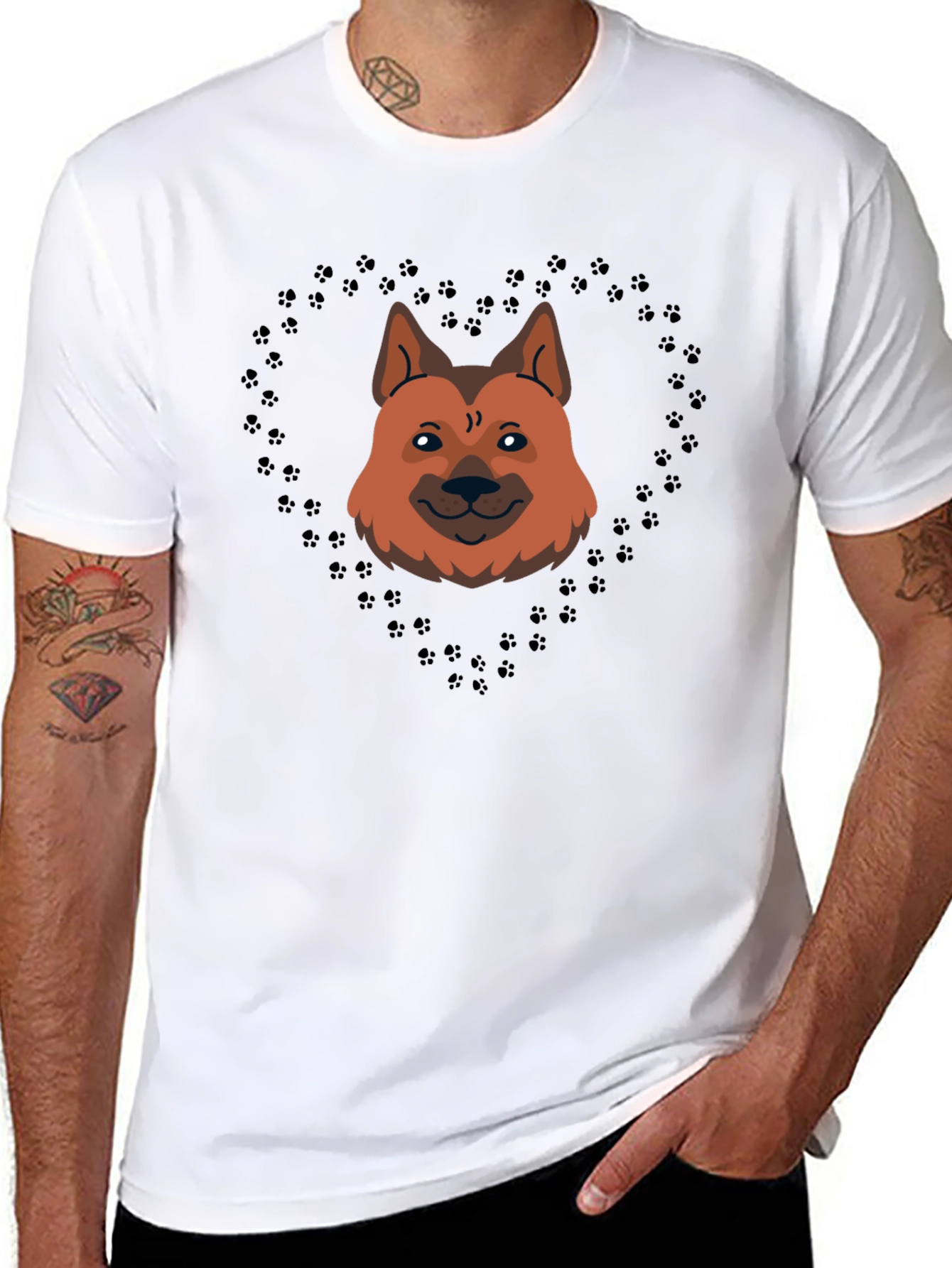 Paw Heart Dog Face T-Shirt – Cute Dog Lover Tee