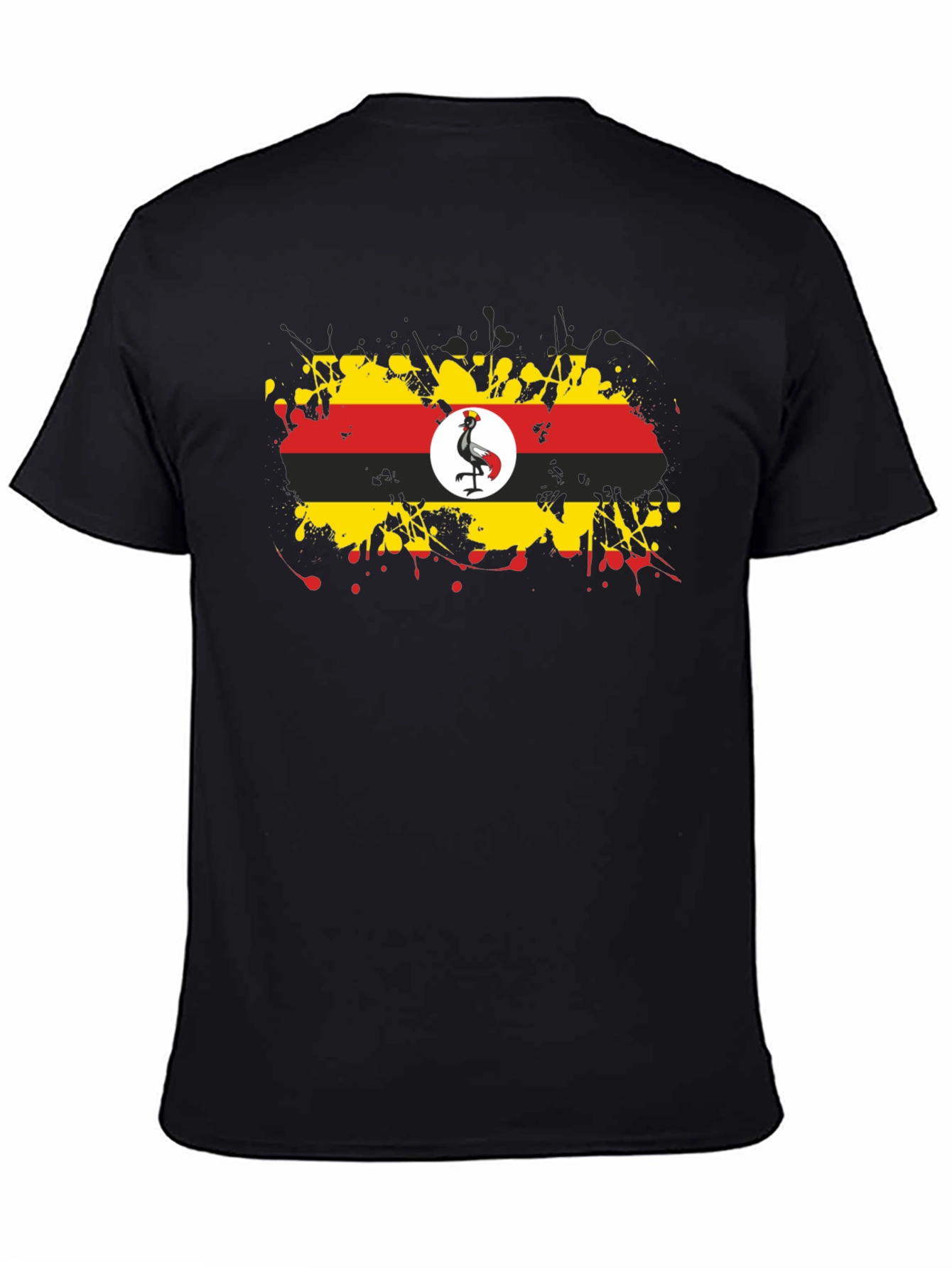 Uganda Flag Splatter T-Shirt - Black
