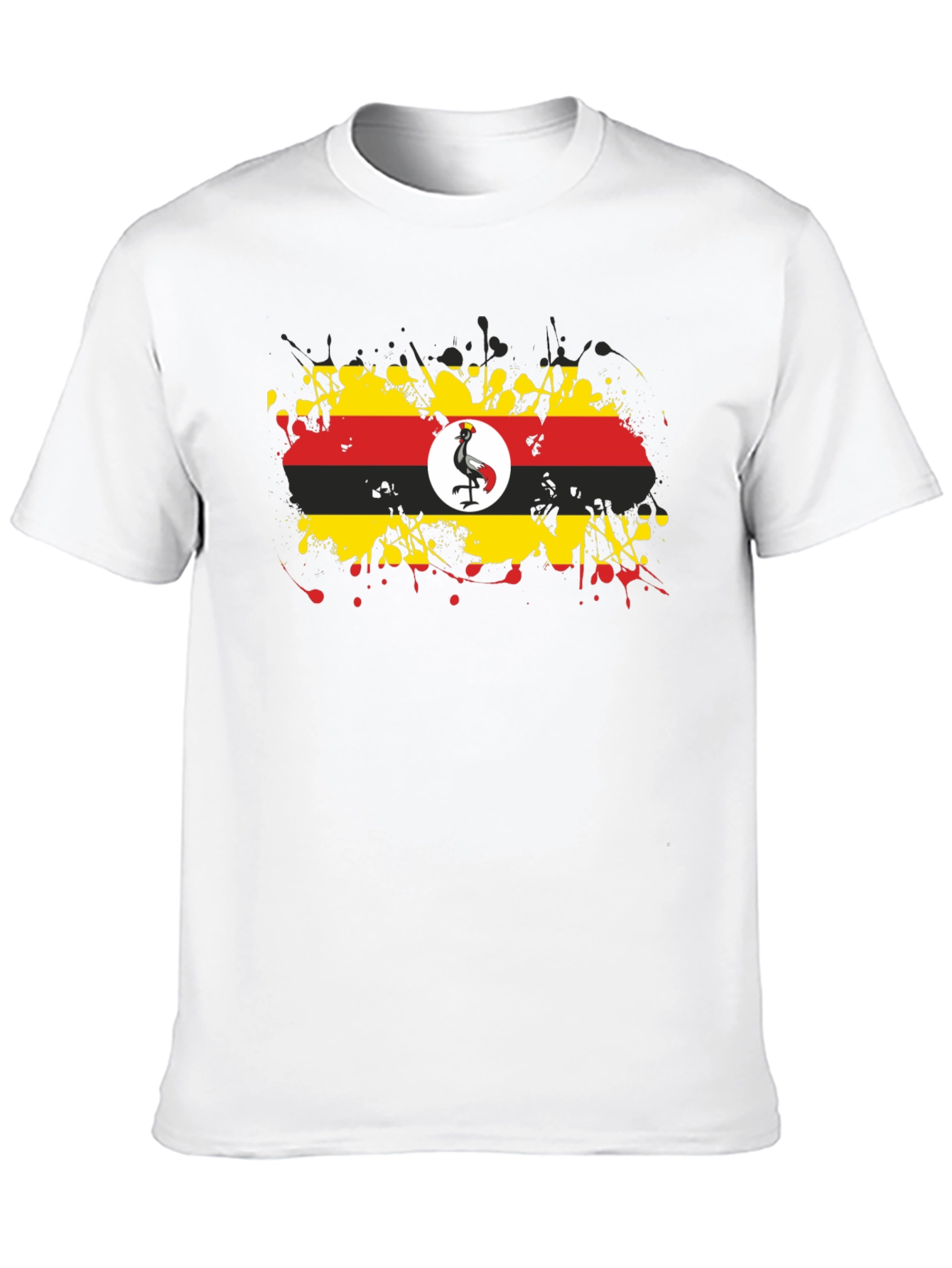Uganda Flag Splatter T-Shirt - Black