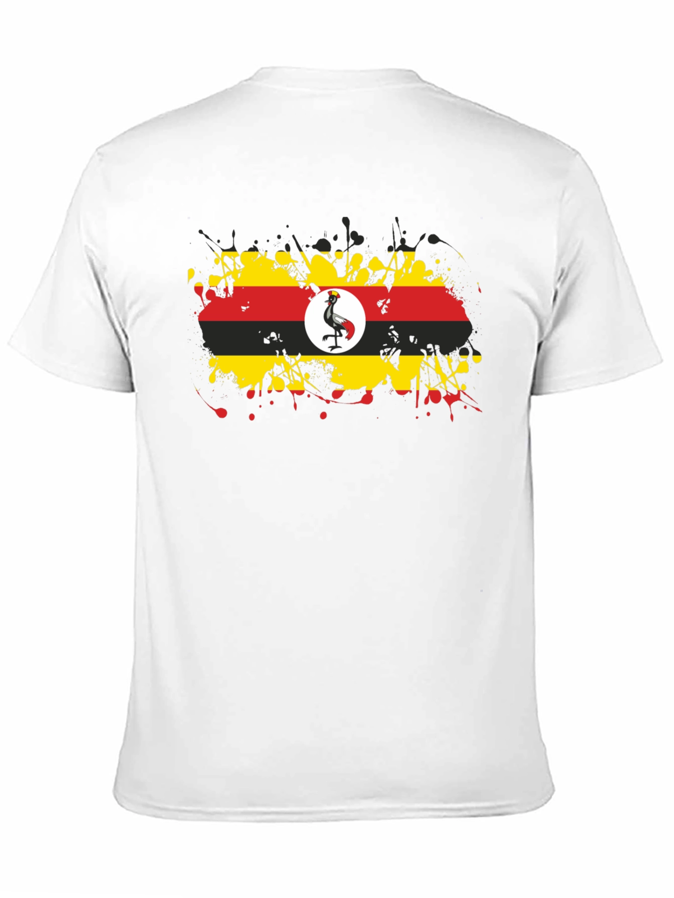 Uganda Flag Splatter T-Shirt - Black