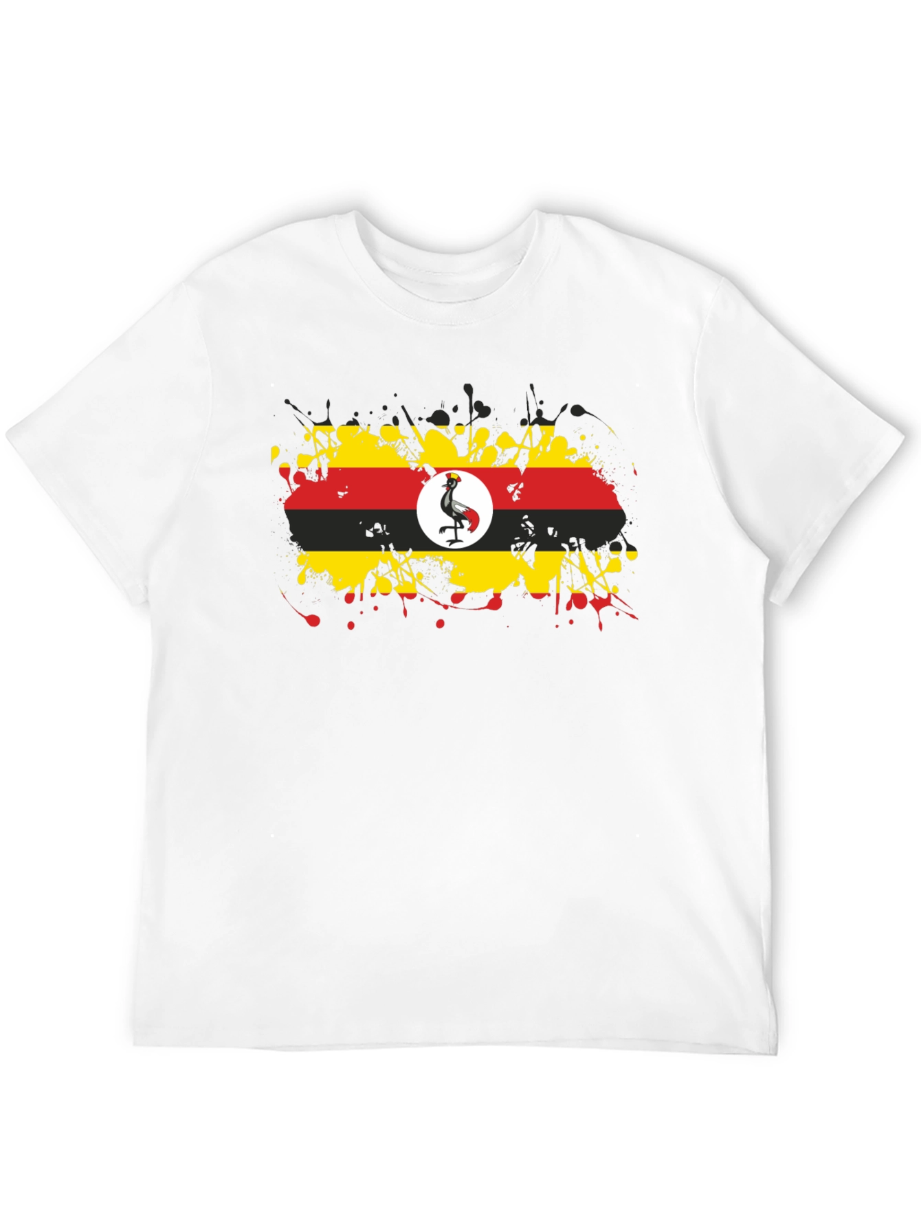 Uganda Flag Splatter T-Shirt - Black